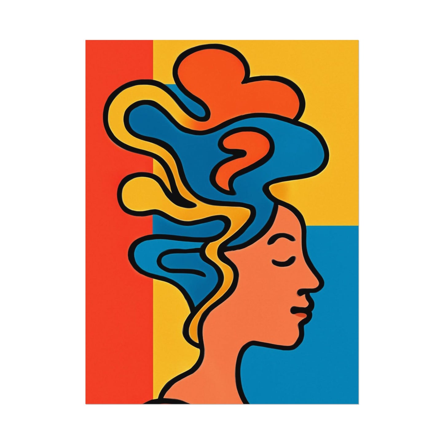 Poster Print - Colorful Abstract Woman with Textured Watercolor Art - GenZ & Millennials