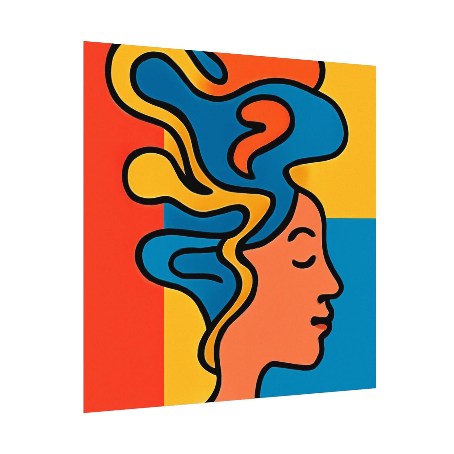 Poster Print - Colorful Abstract Woman with Textured Watercolor Art - GenZ & Millennials
