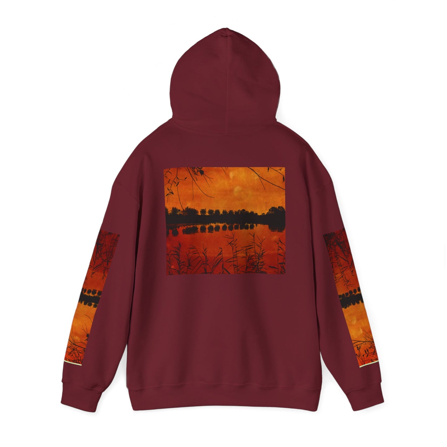 Sunset Reflection Hoodie - Cozy Unisex Heavy Blend™ Sweatshirt with Vibrant Nature Design