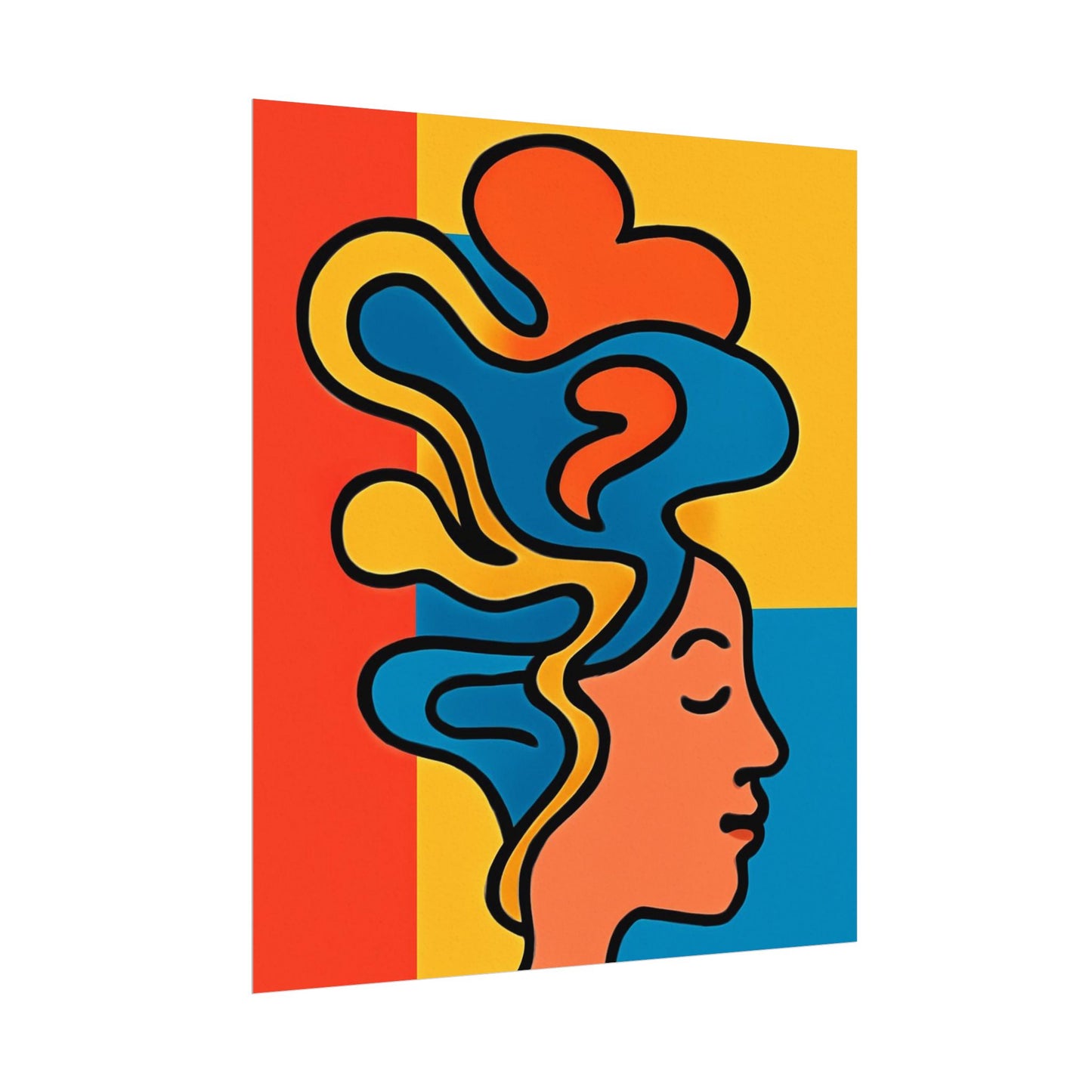 Poster Print - Colorful Abstract Woman with Textured Watercolor Art - GenZ & Millennials