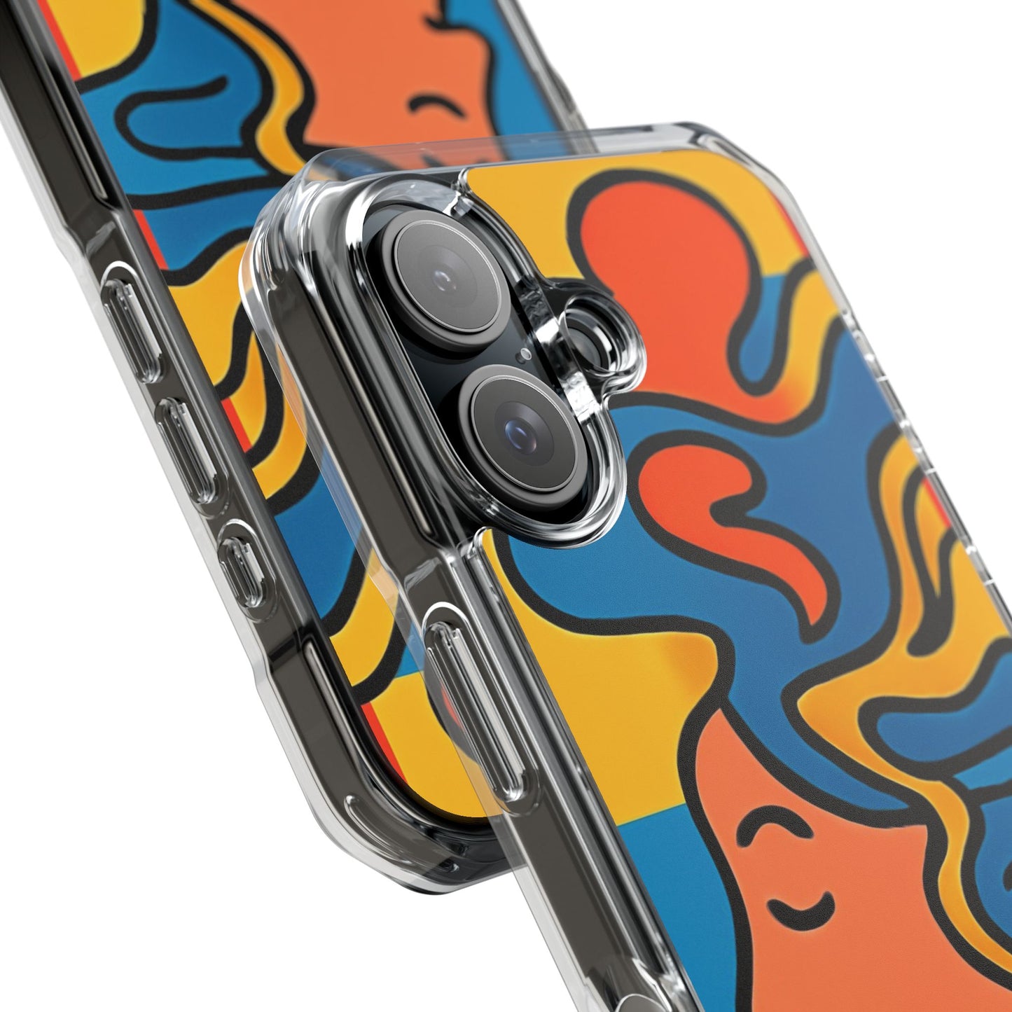 Stylish Magnetic Clear Impact Phone Case with Colorful Profile Art