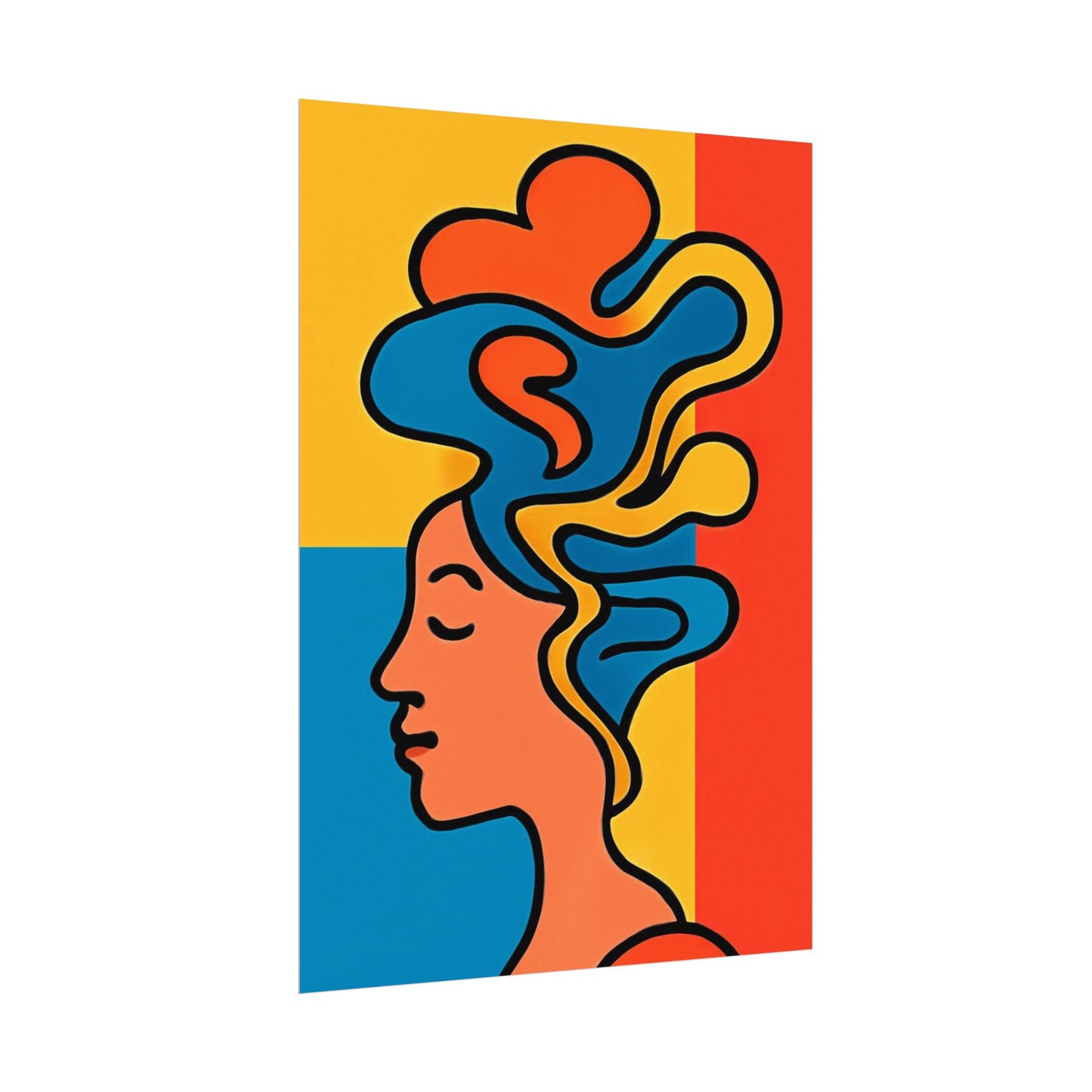 Poster Print - Colorful Abstract Woman with Textured Watercolor Art - GenZ & Millennials