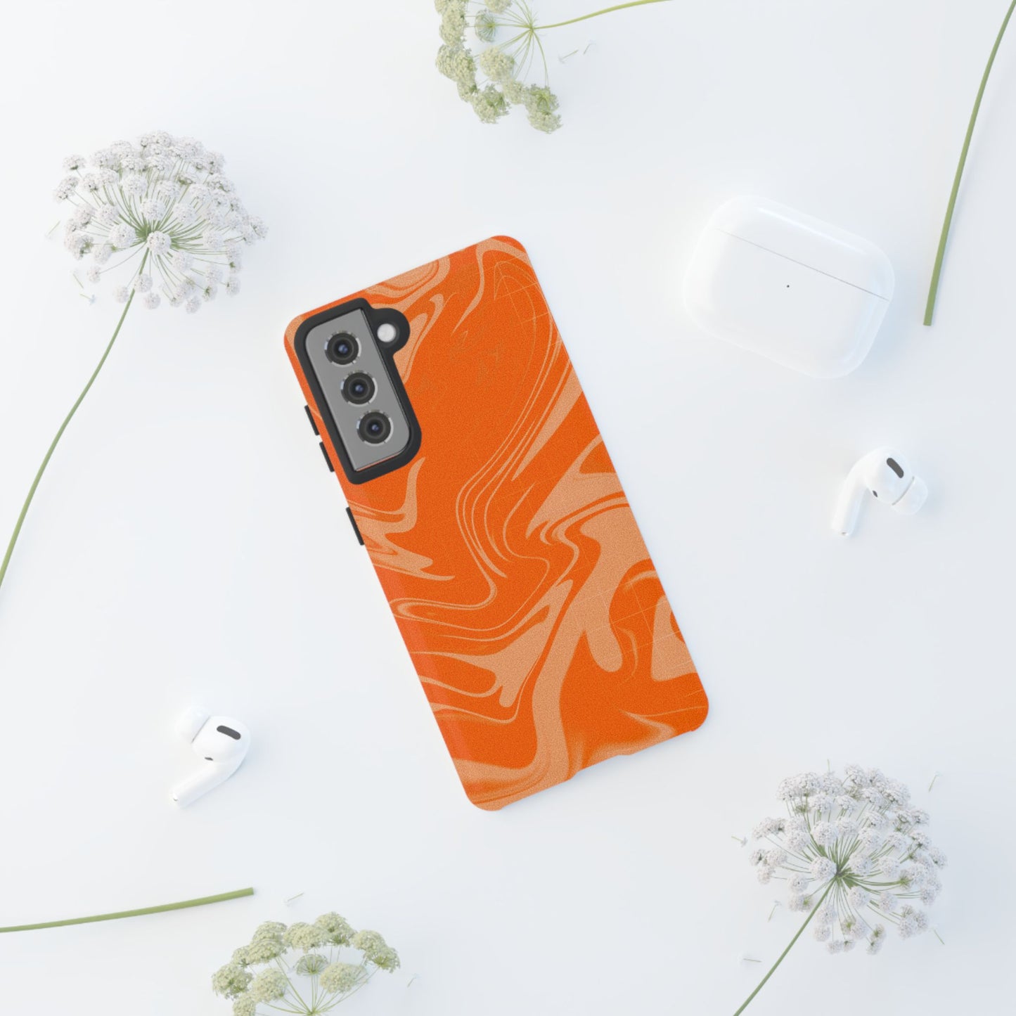 Stylish Orange Marble Phone Case - Tough Cases for Trendy Protection