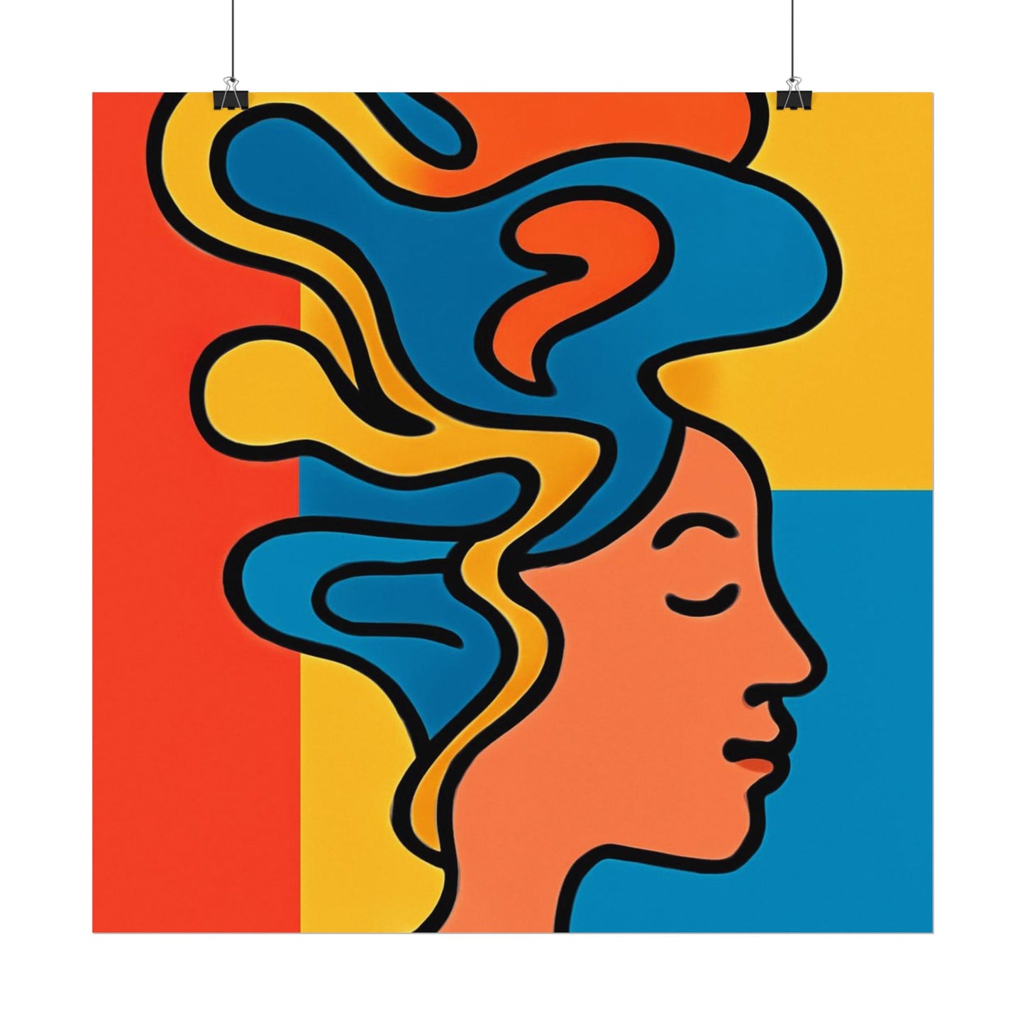 Poster Print - Colorful Abstract Woman with Textured Watercolor Art - GenZ & Millennials