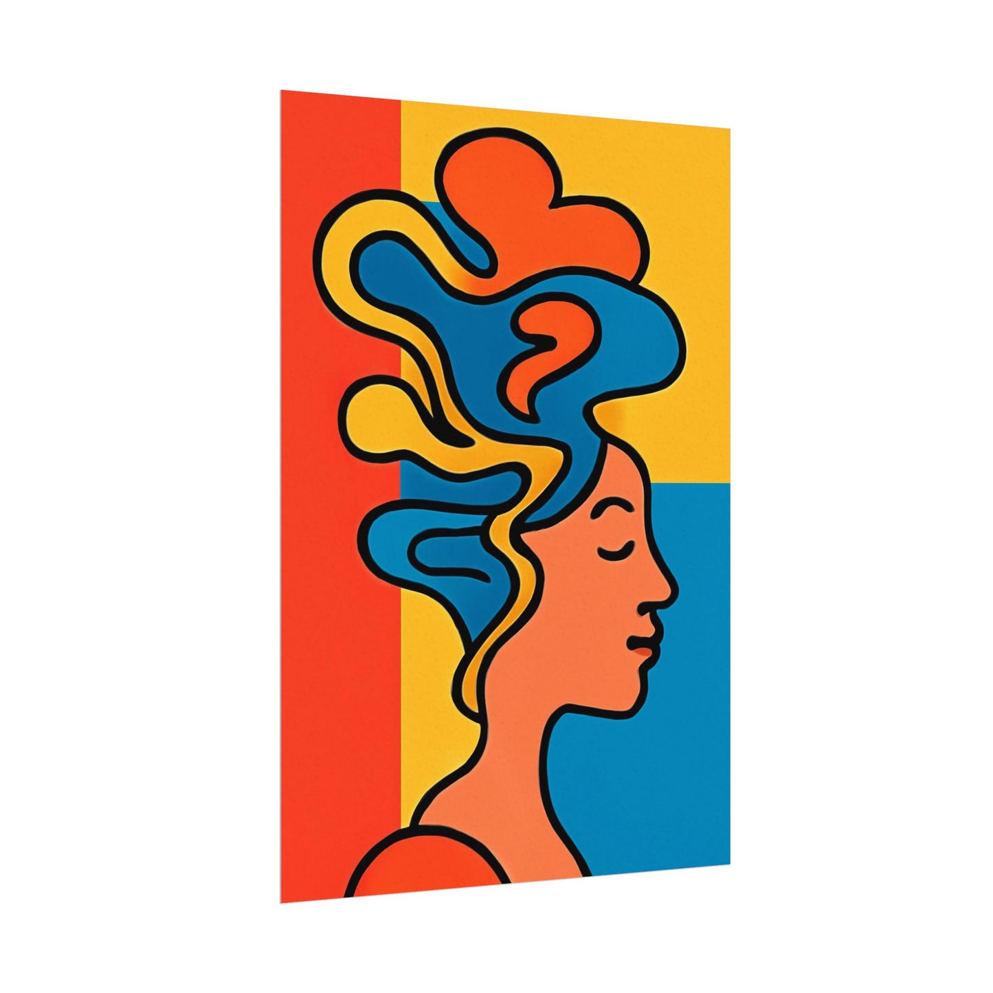 Poster Print - Colorful Abstract Woman with Textured Watercolor Art - GenZ & Millennials