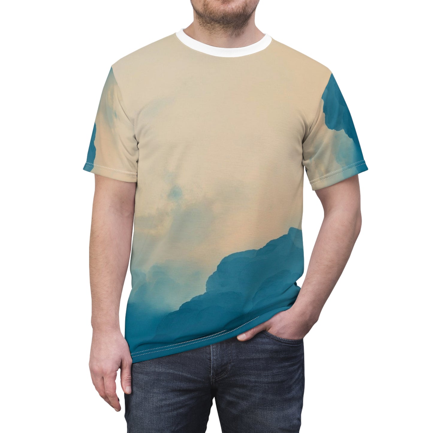 Sky-Inspired Unisex Cut & Sew Tee – Cloudy Aesthetic T-Shirt for Nature Lovers