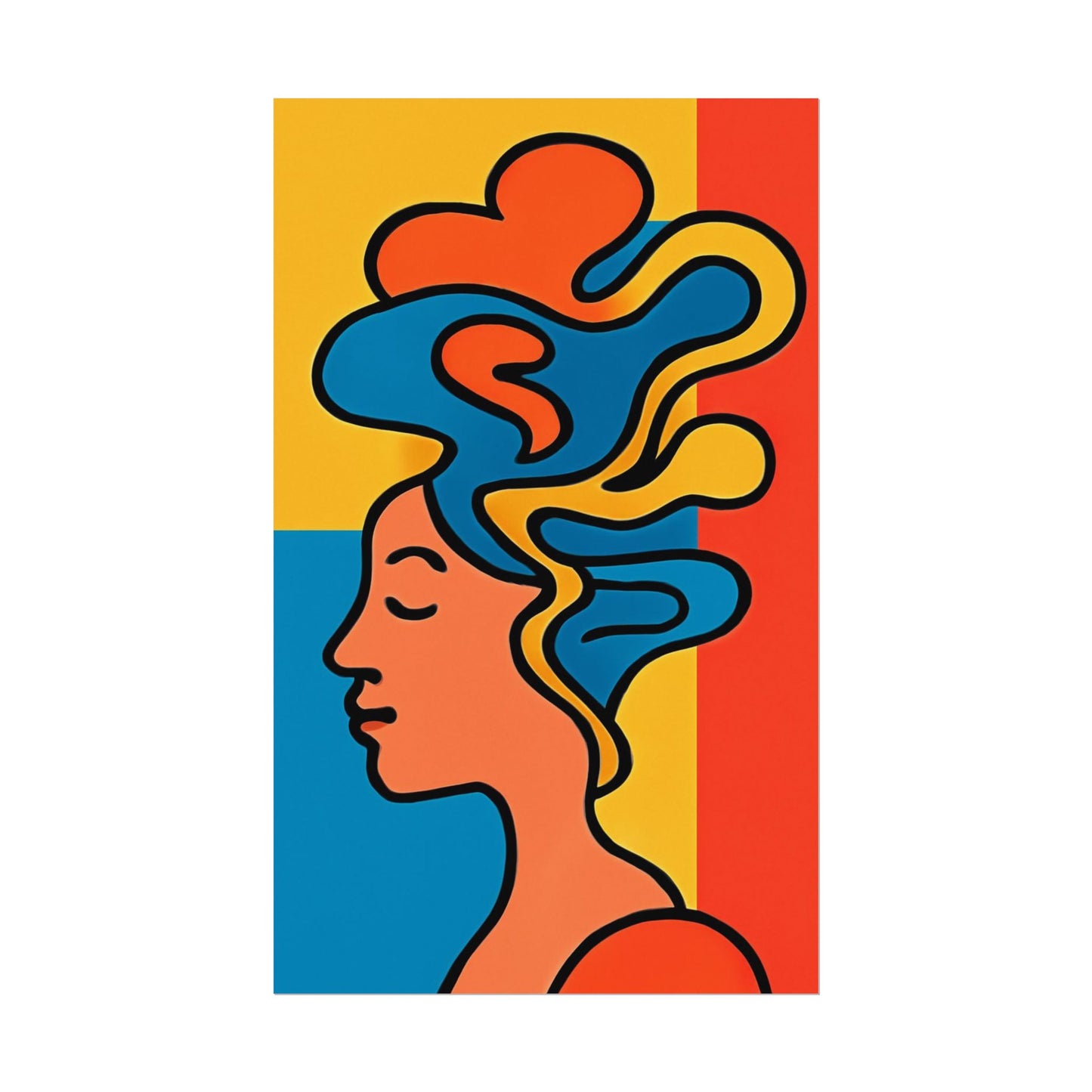 Poster Print - Colorful Abstract Woman with Textured Watercolor Art - GenZ & Millennials
