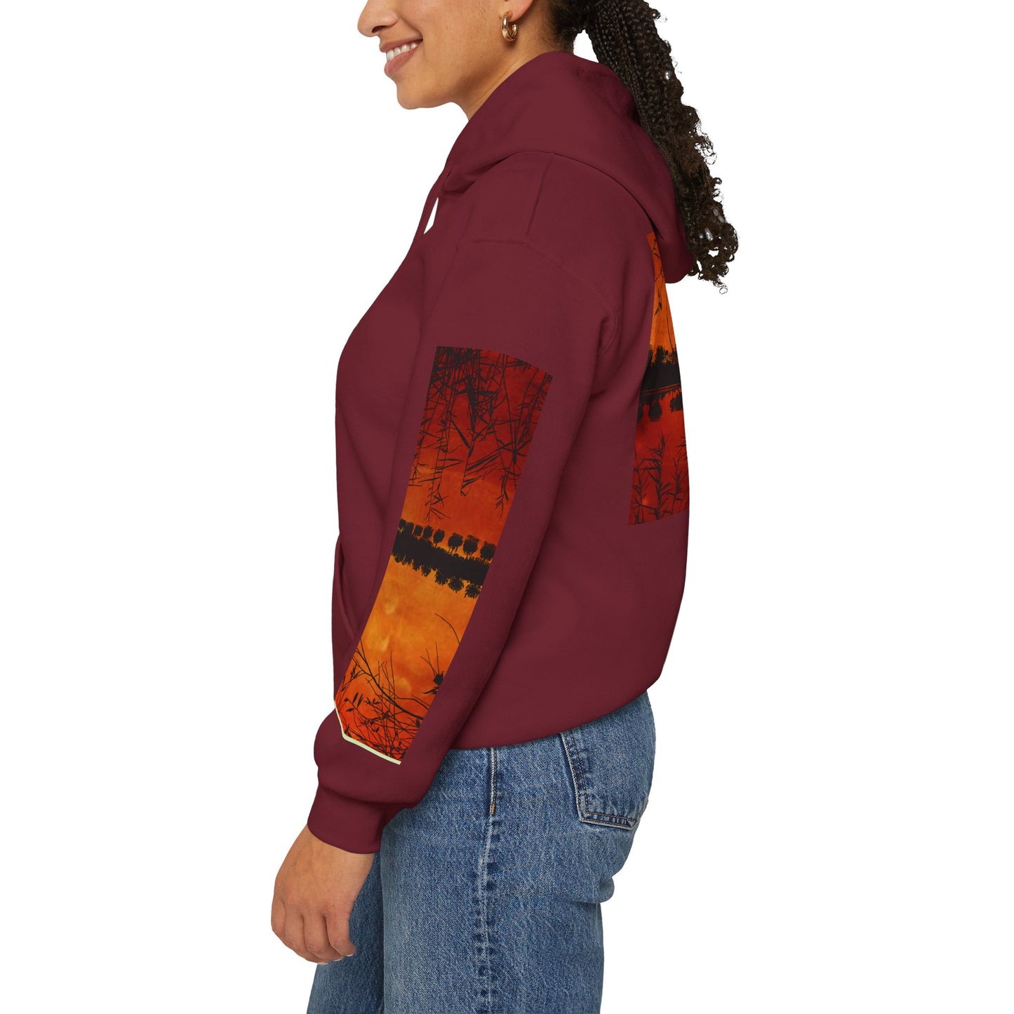 Sunset Reflection Hoodie - Cozy Unisex Heavy Blend™ Sweatshirt with Vibrant Nature Design