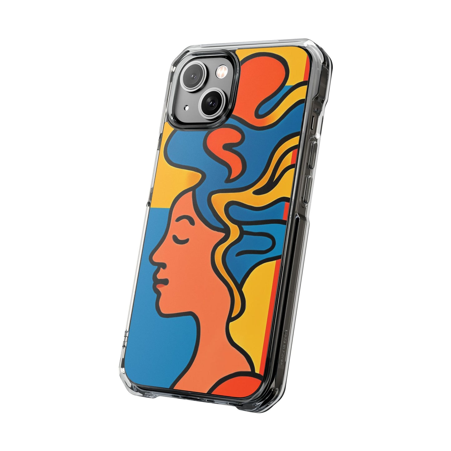 Stylish Magnetic Clear Impact Phone Case with Colorful Profile Art
