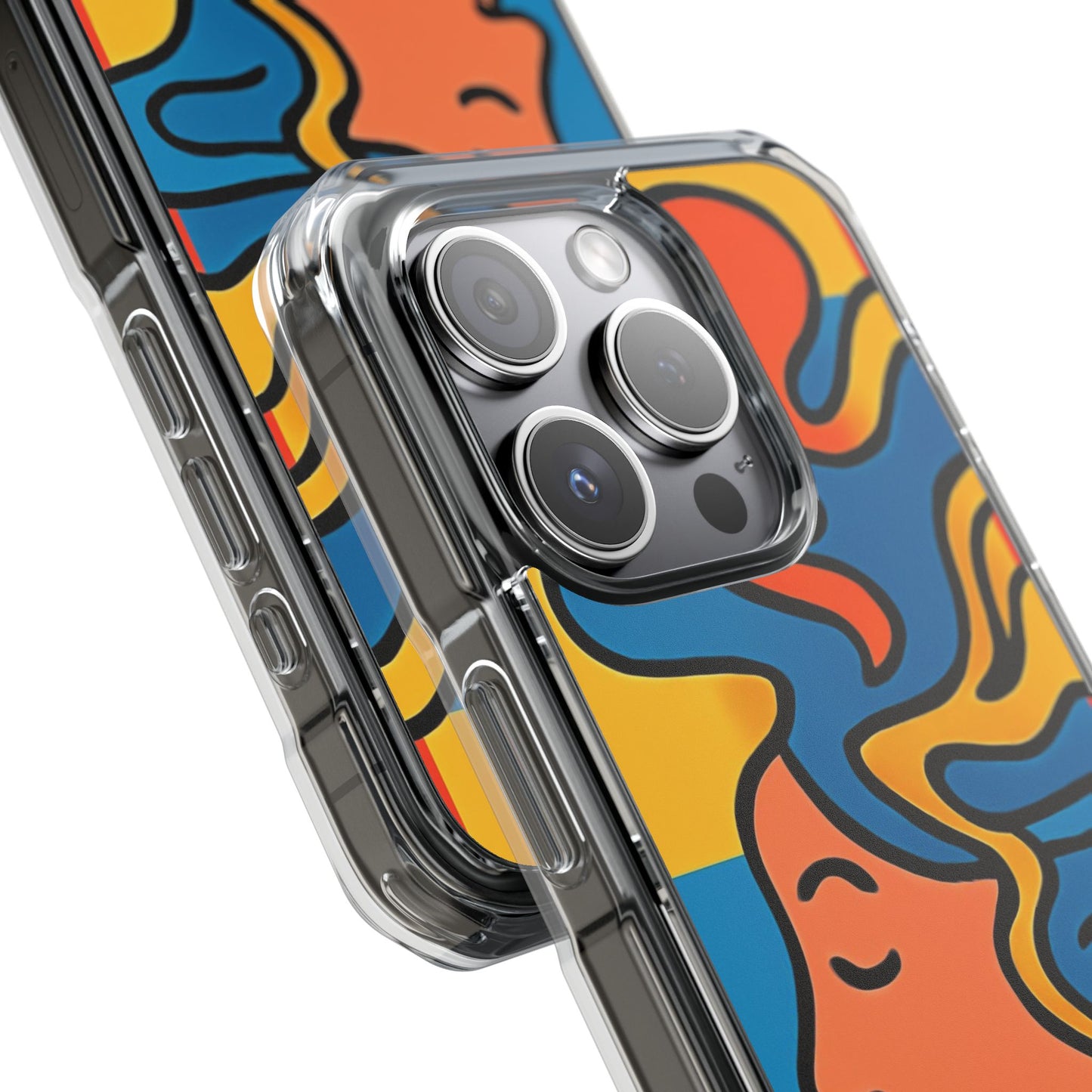 Stylish Magnetic Clear Impact Phone Case with Colorful Profile Art