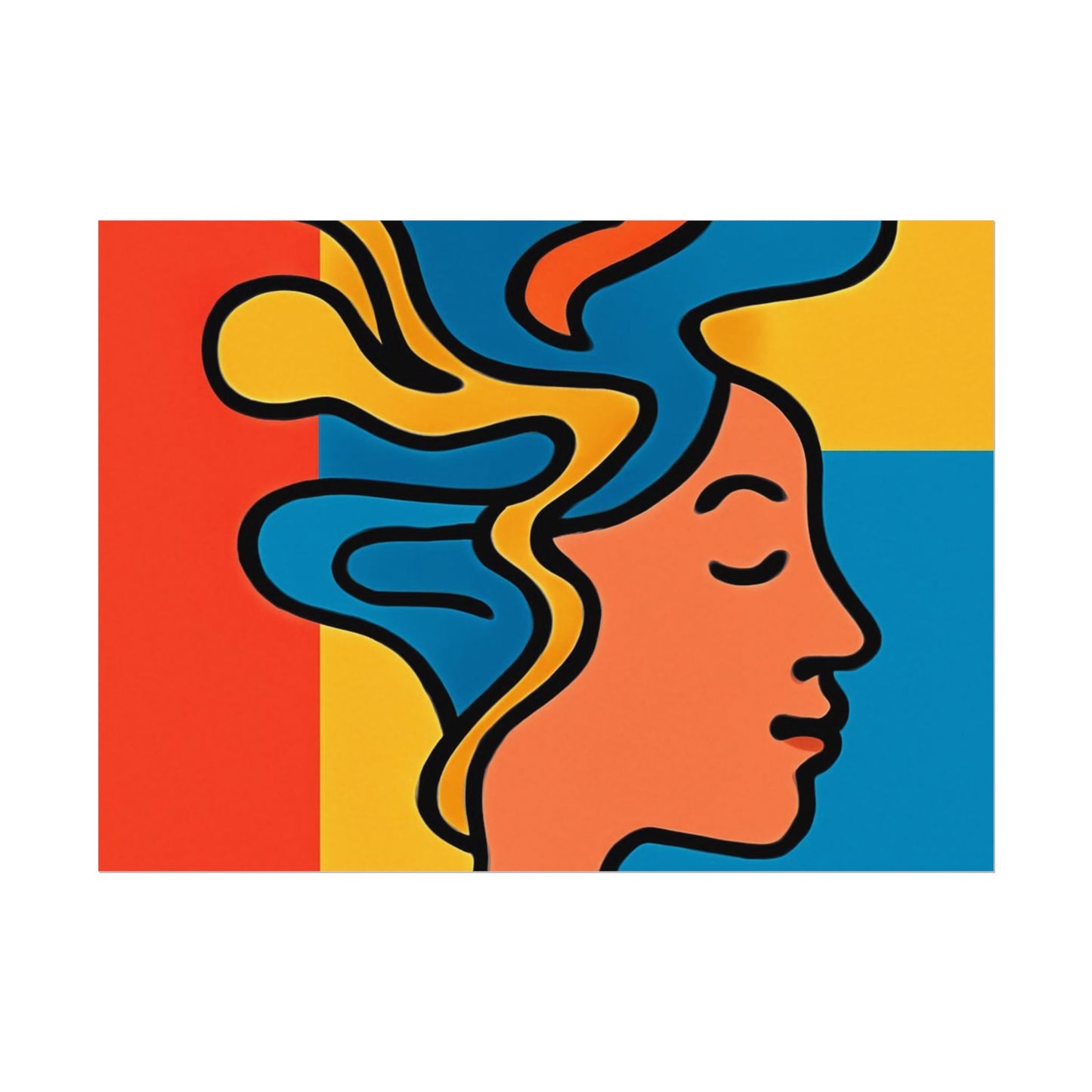 Poster Print - Colorful Abstract Woman with Textured Watercolor Art - GenZ & Millennials