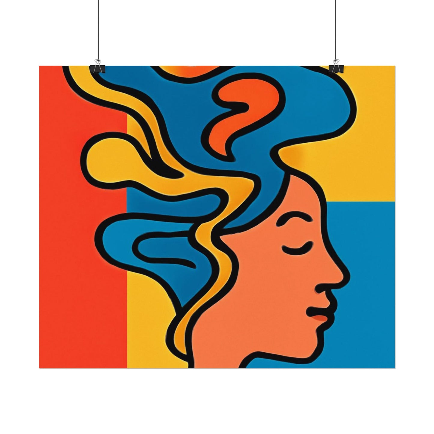 Poster Print - Colorful Abstract Woman with Textured Watercolor Art - GenZ & Millennials