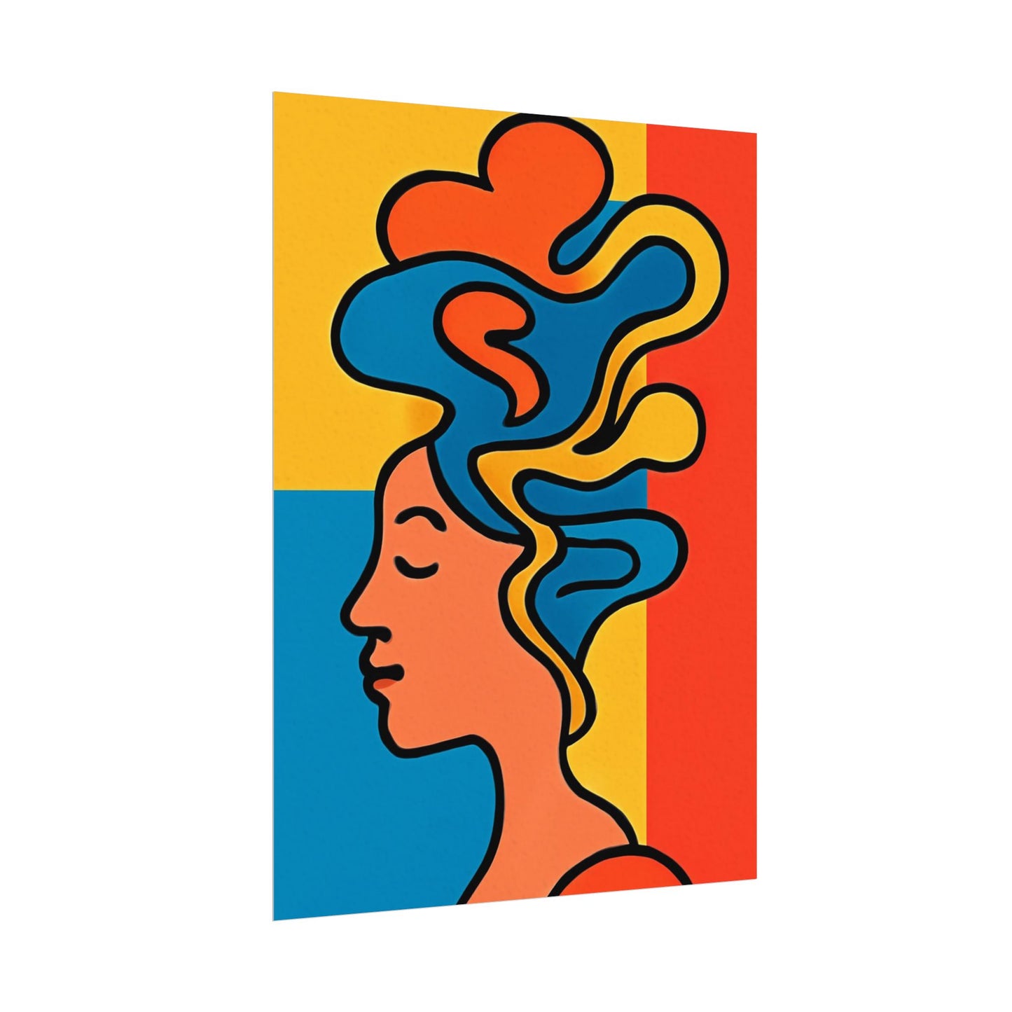 Poster Print - Colorful Abstract Woman with Textured Watercolor Art - GenZ & Millennials