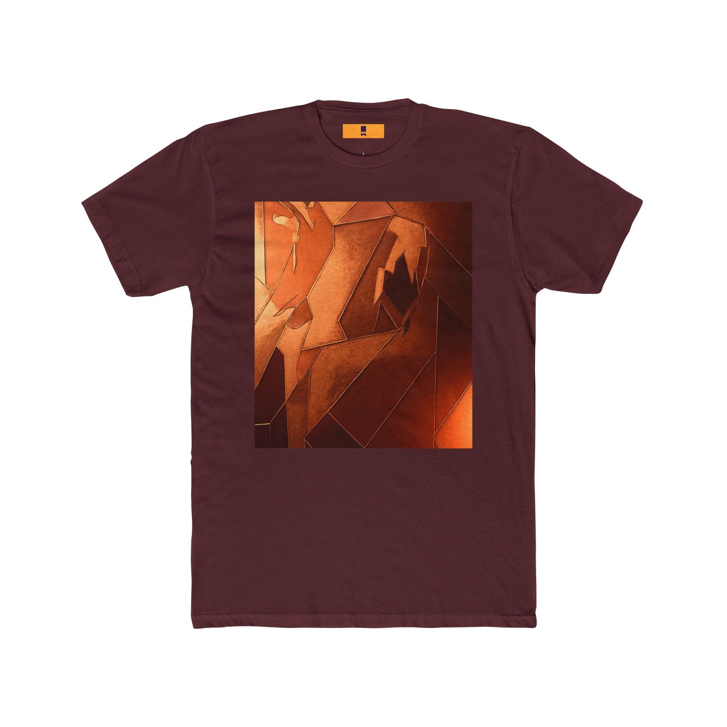 Artistic Unisex Cotton Crew Tee - Abstract Orange Design