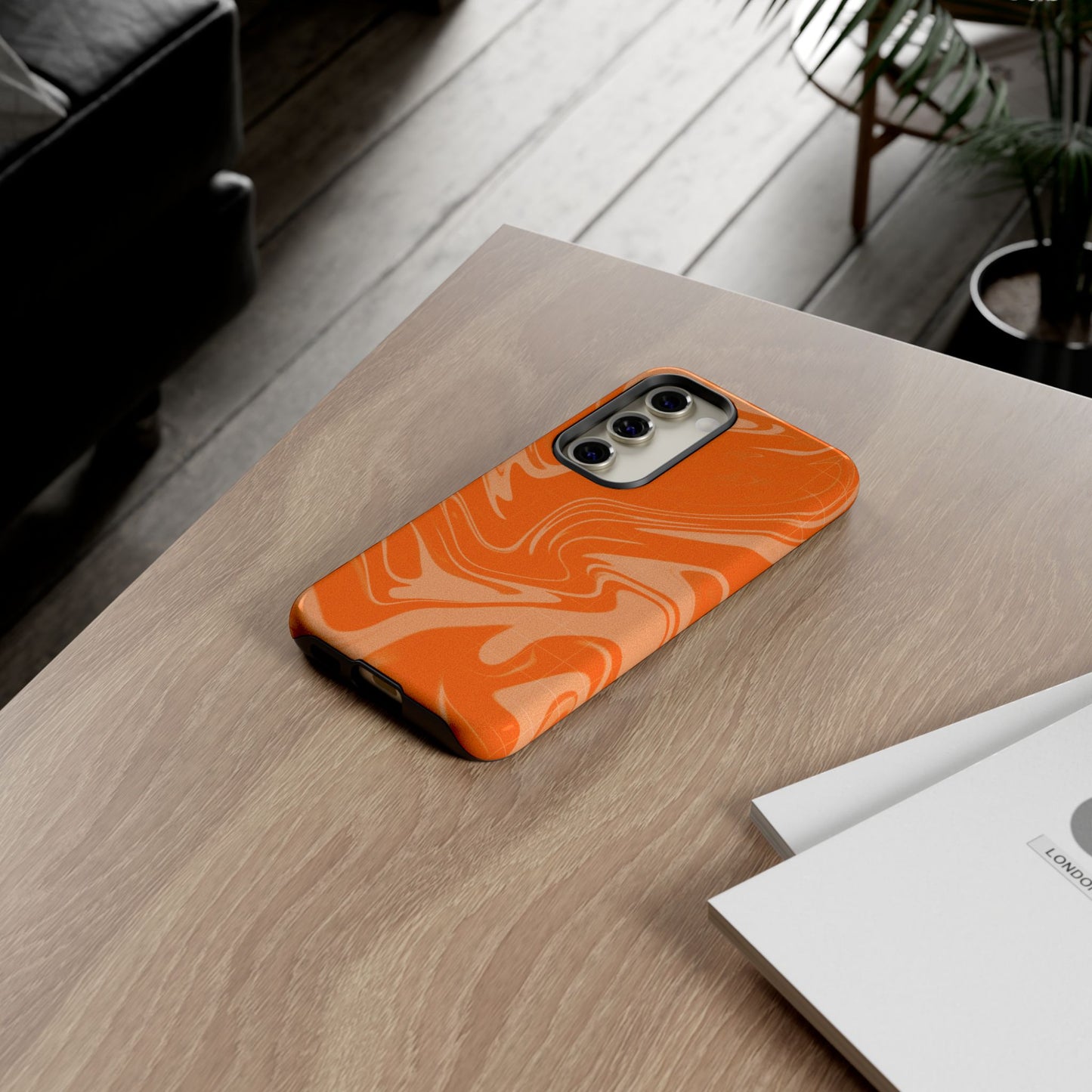 Stylish Orange Marble Phone Case - Tough Cases for Trendy Protection