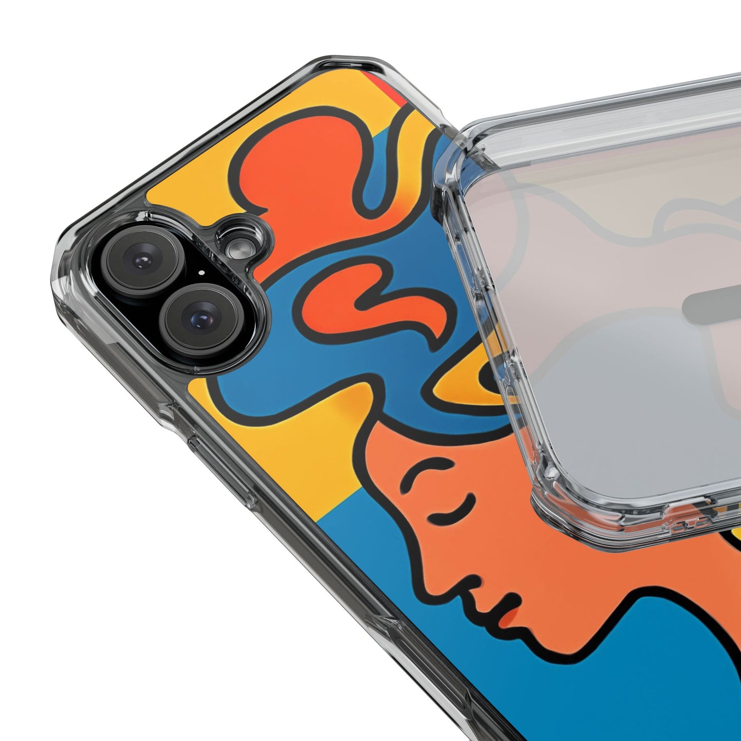 Stylish Magnetic Clear Impact Phone Case with Colorful Profile Art