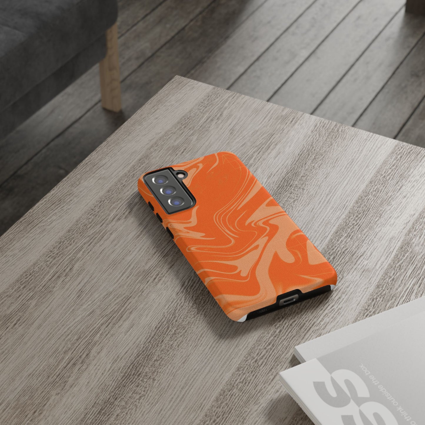 Stylish Orange Marble Phone Case - Tough Cases for Trendy Protection