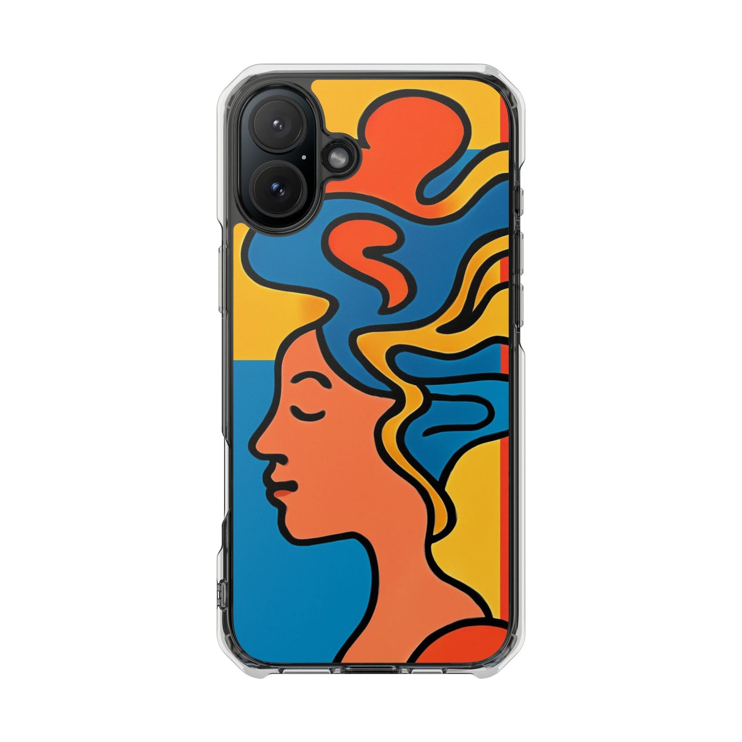 Stylish Magnetic Clear Impact Phone Case with Colorful Profile Art