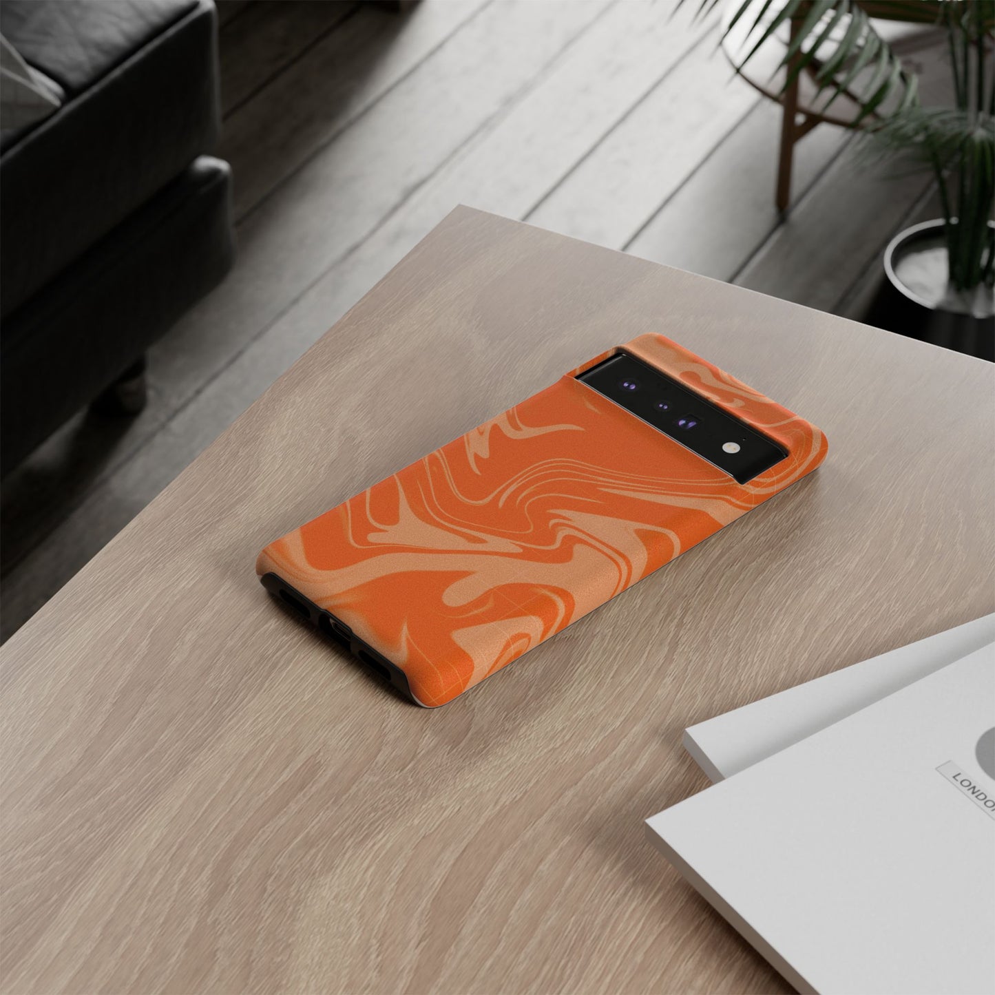 Stylish Orange Marble Phone Case - Tough Cases for Trendy Protection