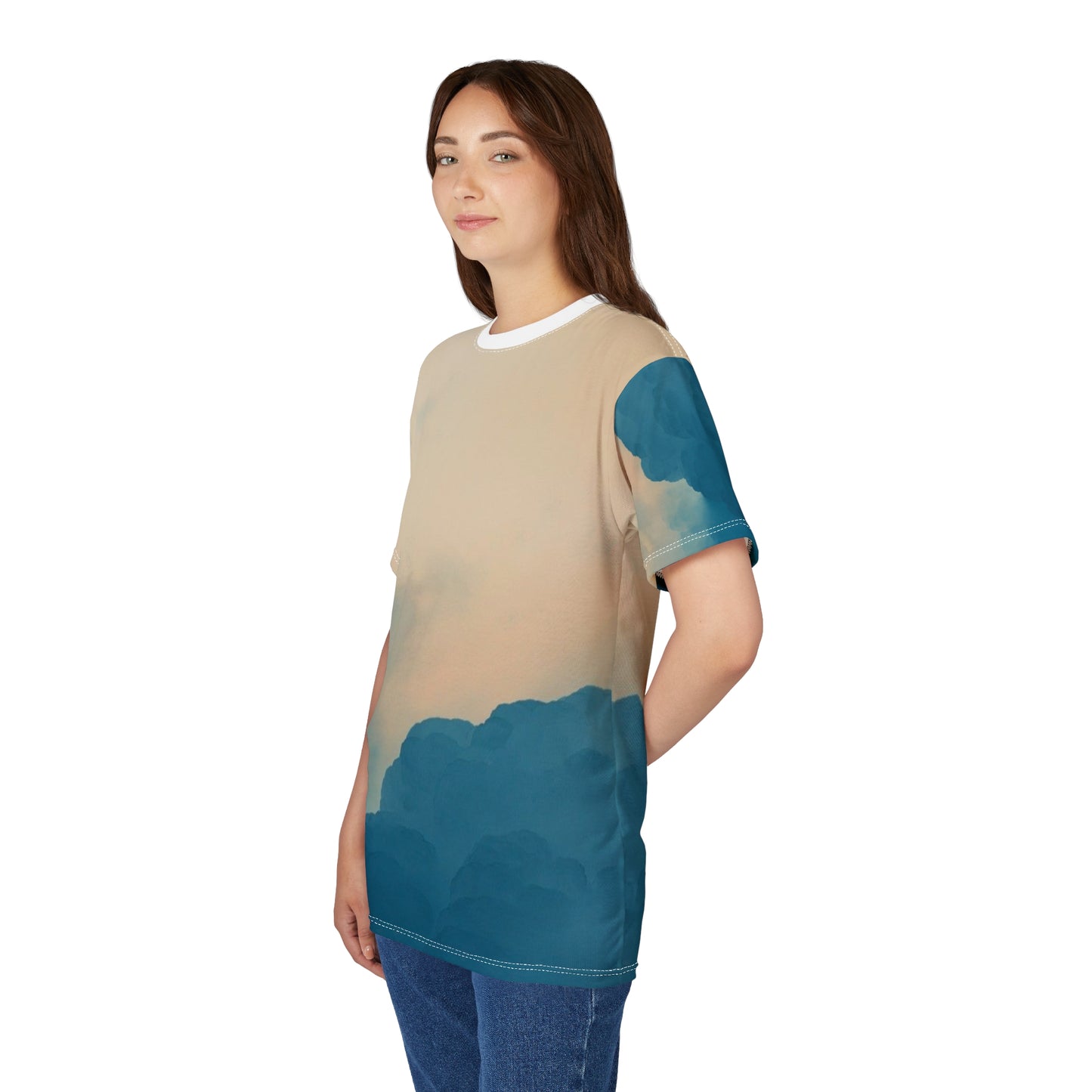 Sky-Inspired Unisex Cut & Sew Tee – Cloudy Aesthetic T-Shirt for Nature Lovers