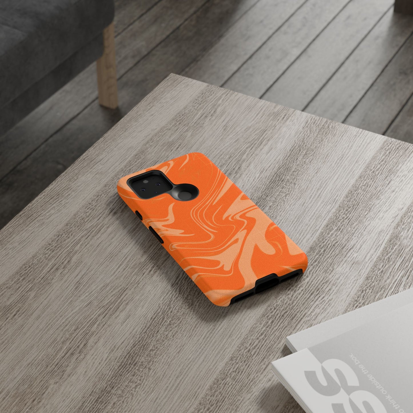 Stylish Orange Marble Phone Case - Tough Cases for Trendy Protection
