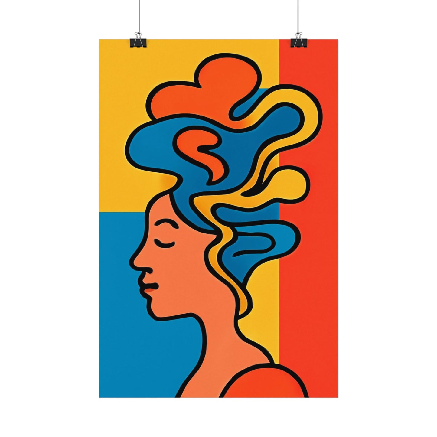 Poster Print - Colorful Abstract Woman with Textured Watercolor Art - GenZ & Millennials