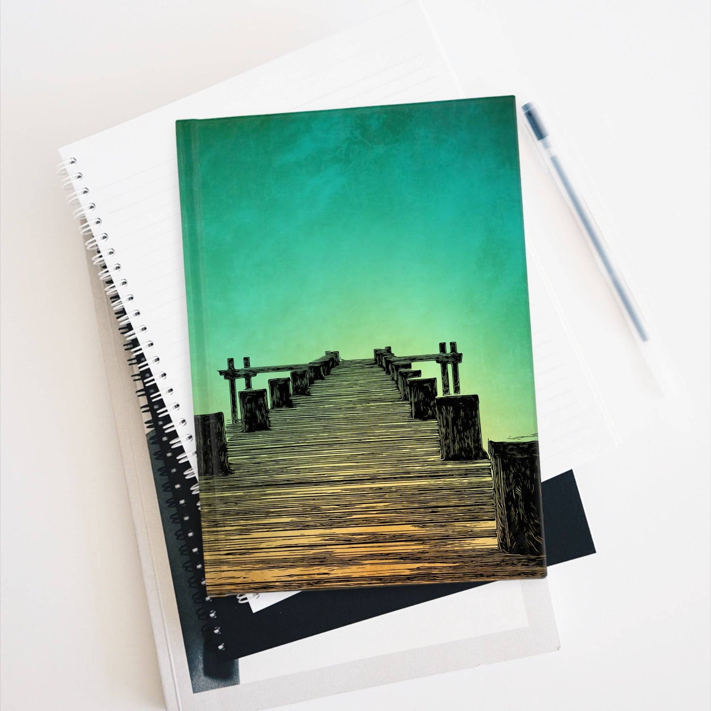 Inspirational Journal with Scenic Pier Design - Perfect for Reflection and Creativity