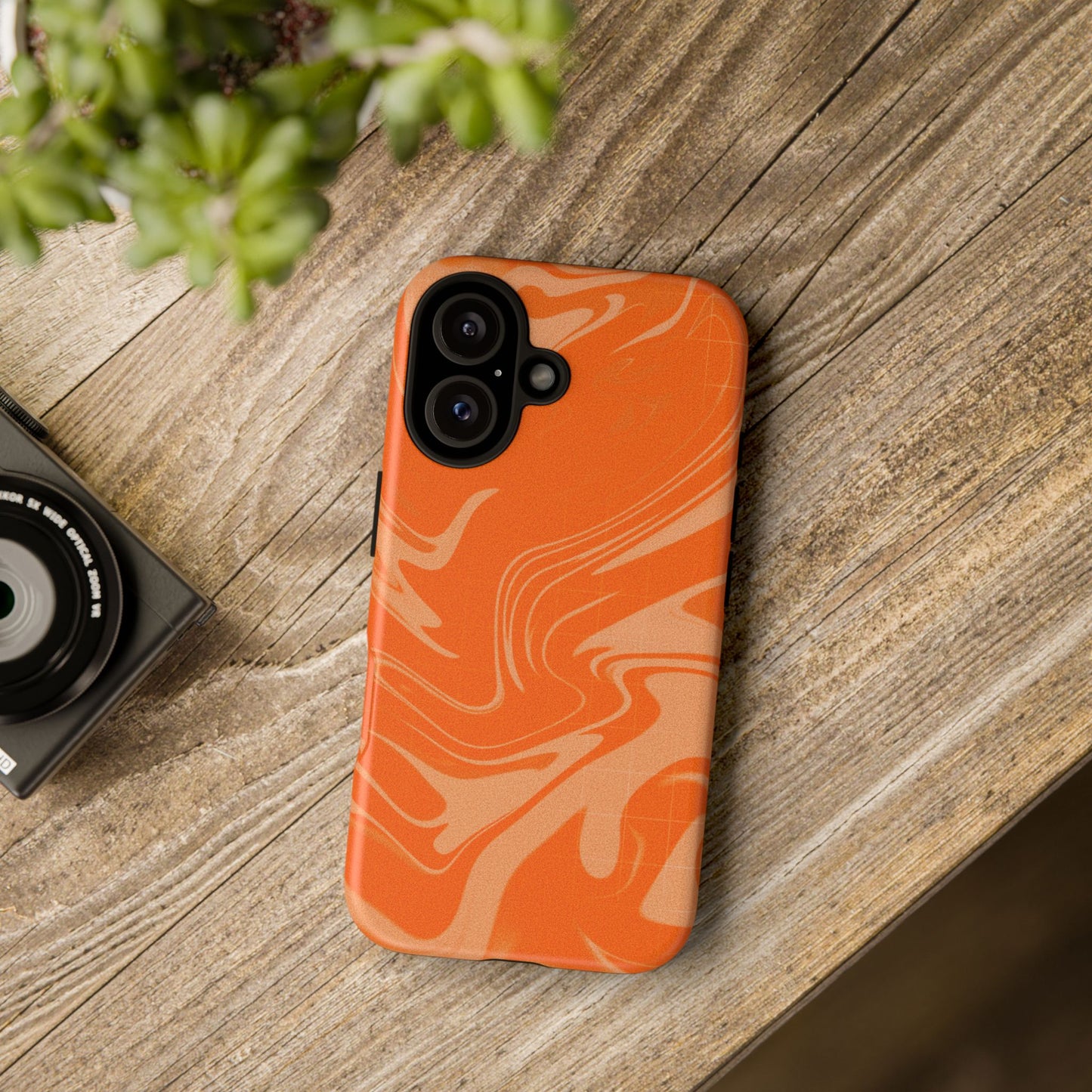 Stylish Orange Marble Phone Case - Tough Cases for Trendy Protection