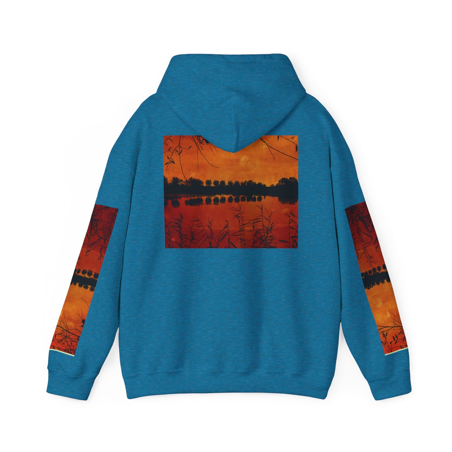 Sunset Reflection Hoodie - Cozy Unisex Heavy Blend™ Sweatshirt with Vibrant Nature Design