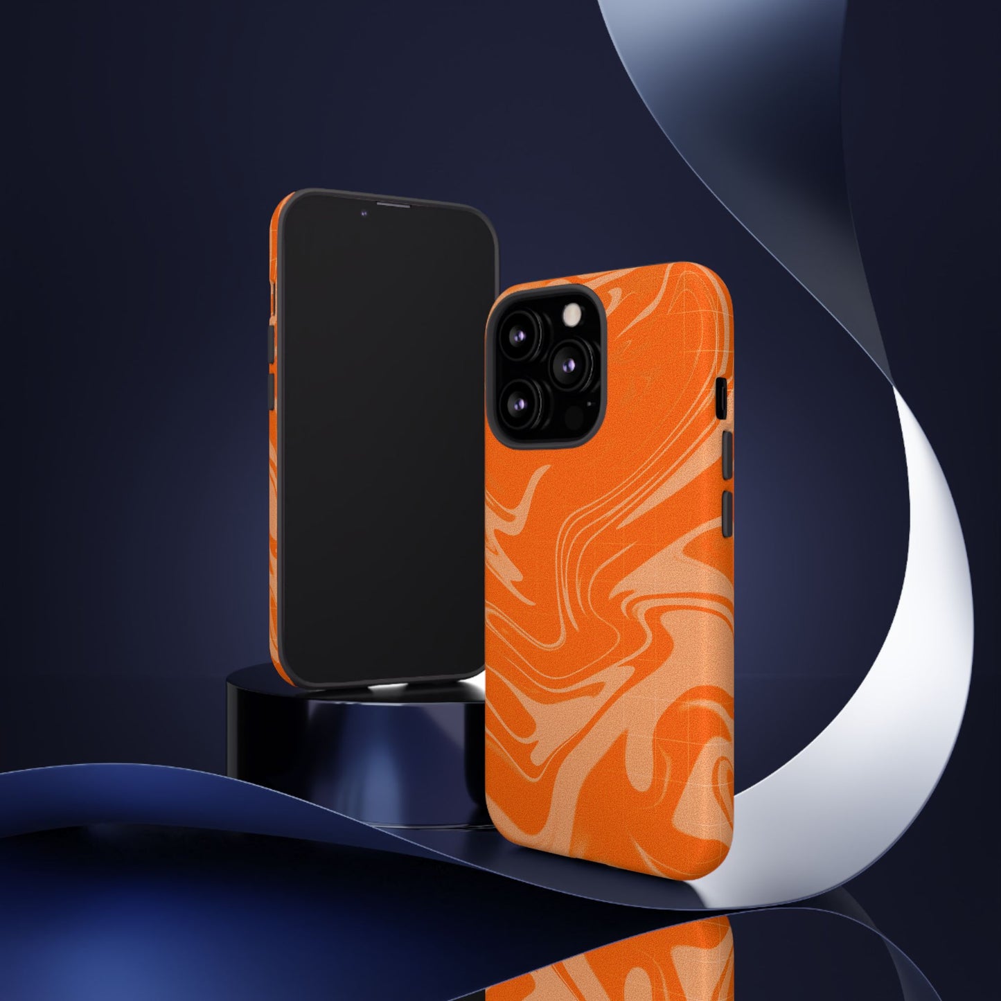 Stylish Orange Marble Phone Case - Tough Cases for Trendy Protection
