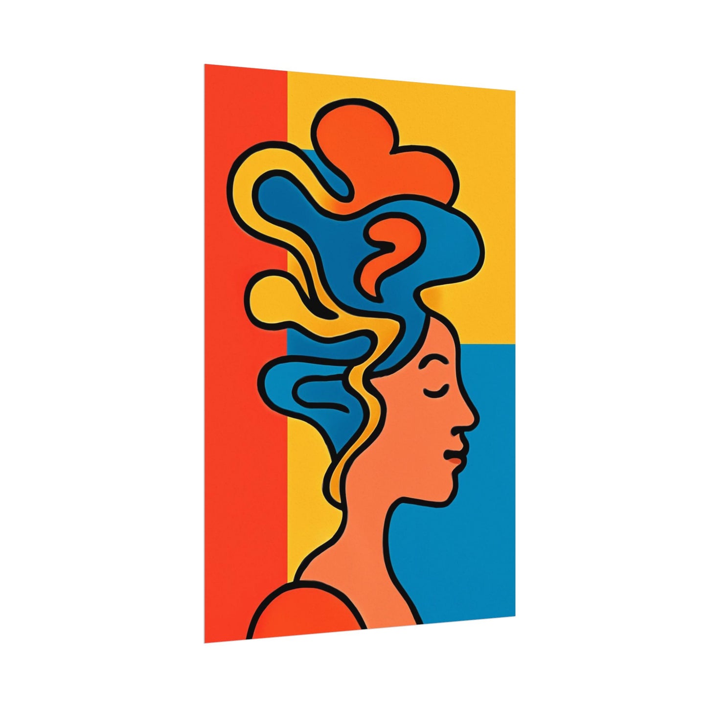 Poster Print - Colorful Abstract Woman with Textured Watercolor Art - GenZ & Millennials