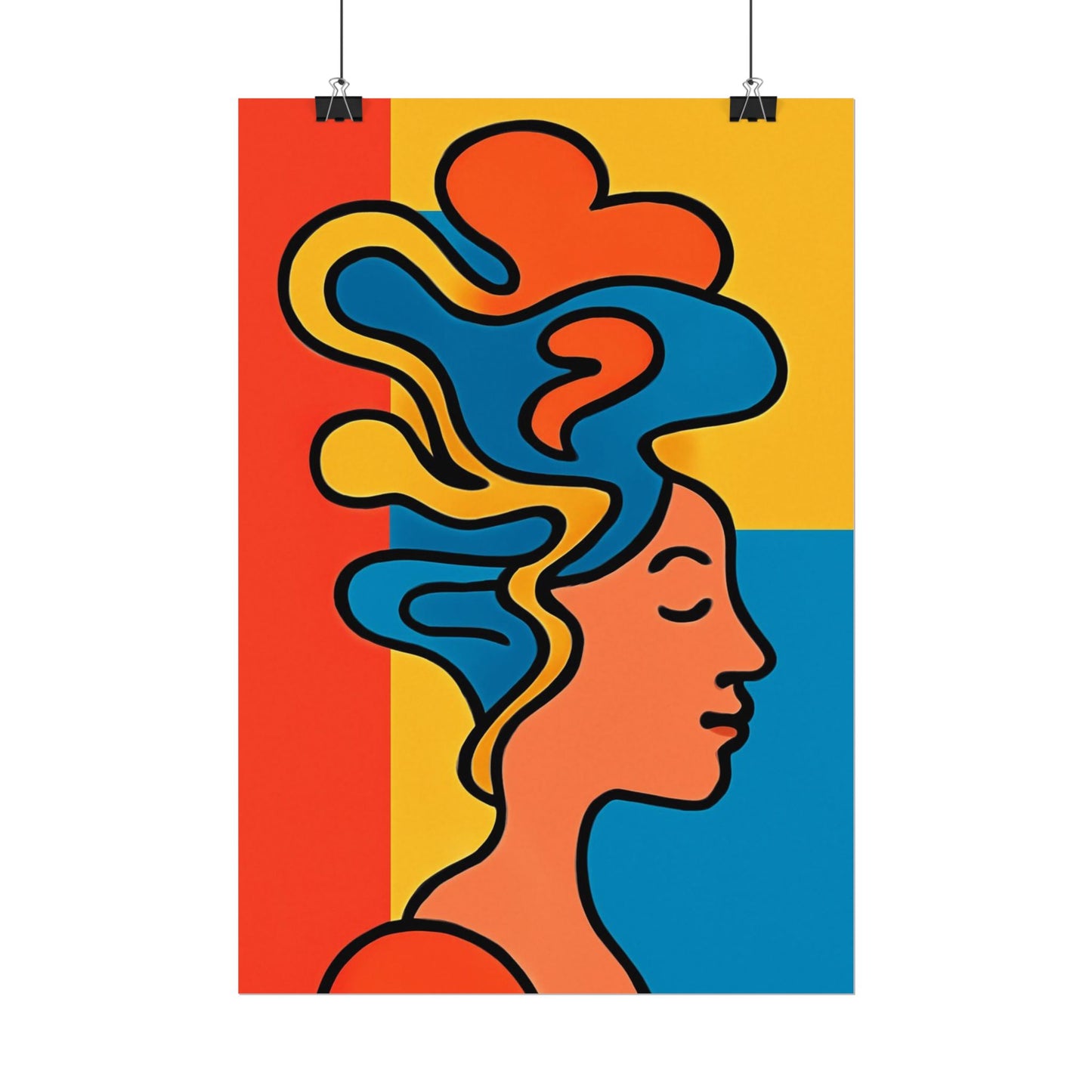 Poster Print - Colorful Abstract Woman with Textured Watercolor Art - GenZ & Millennials