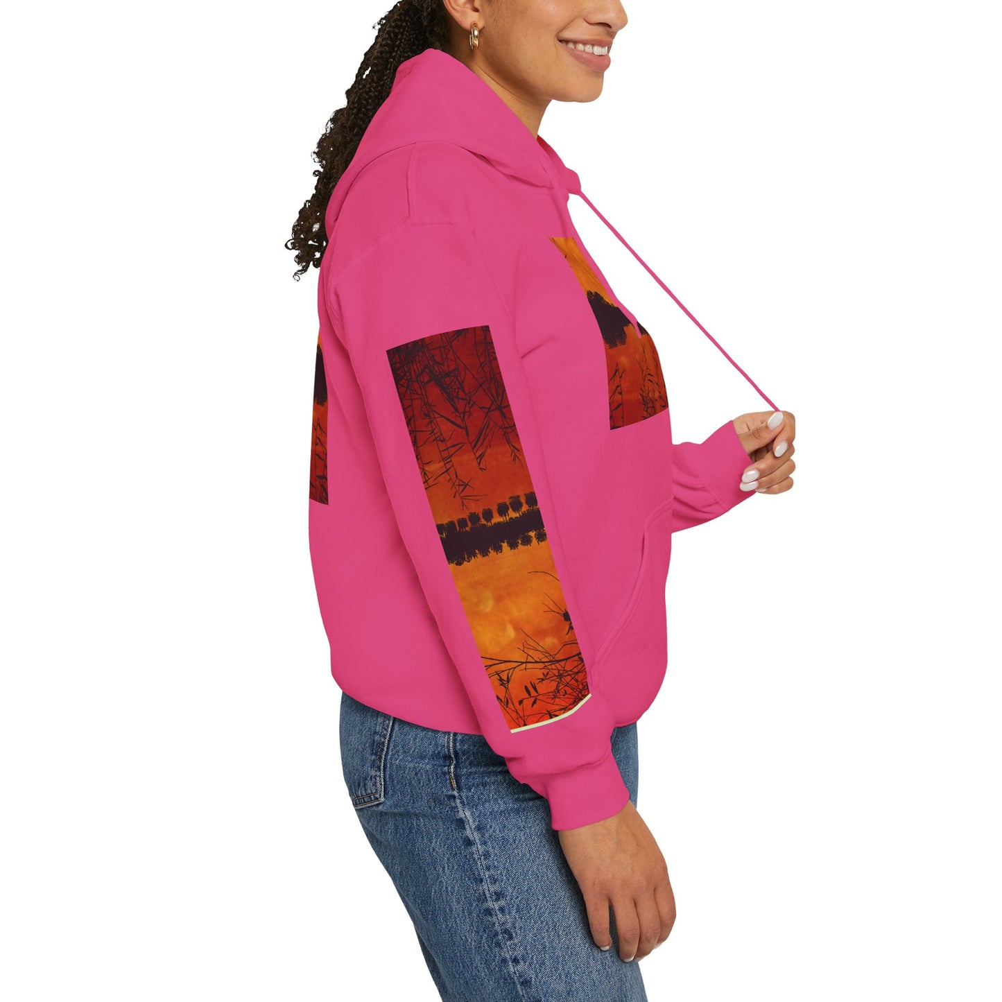 Sunset Reflection Hoodie - Cozy Unisex Heavy Blend™ Sweatshirt with Vibrant Nature Design