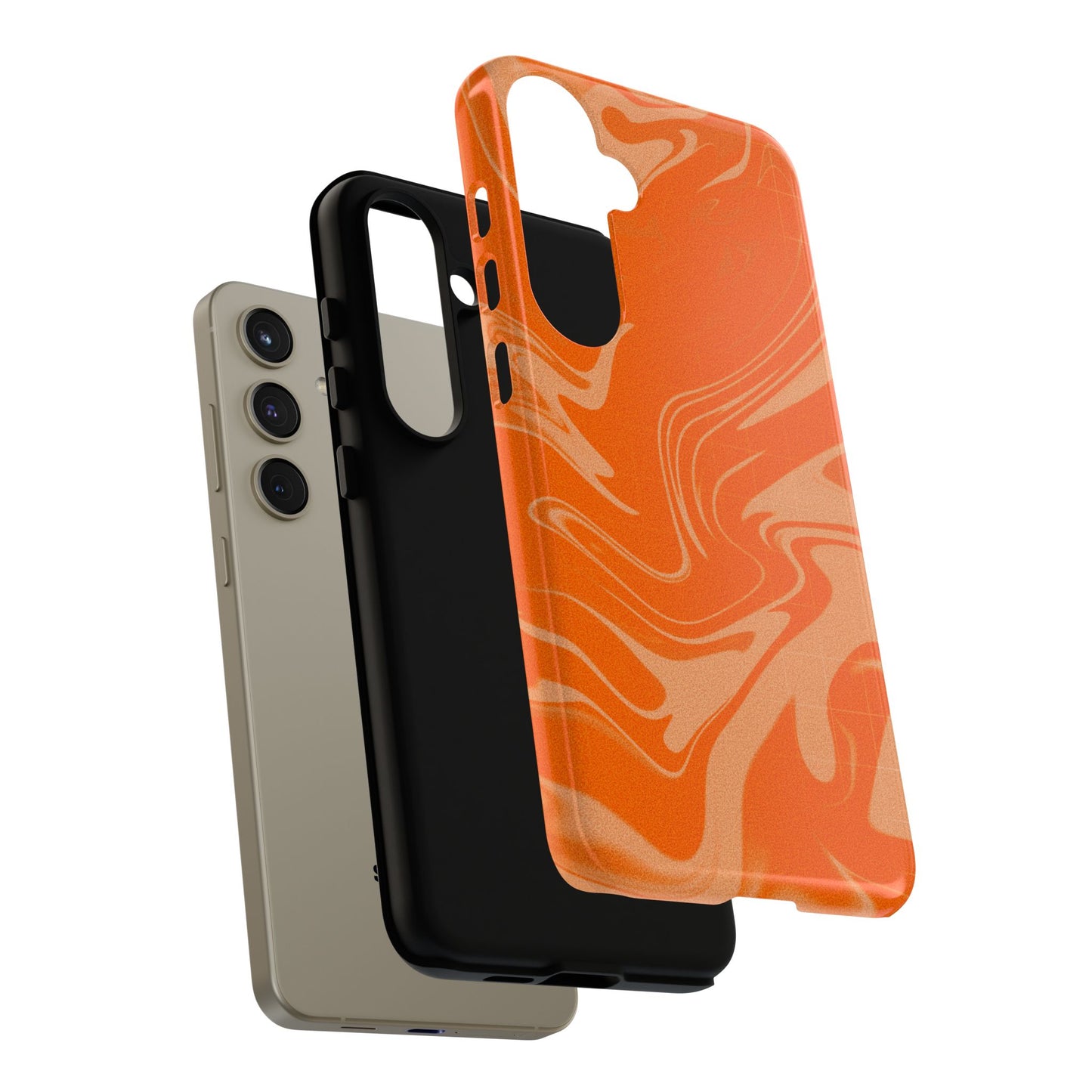 Stylish Orange Marble Phone Case - Tough Cases for Trendy Protection