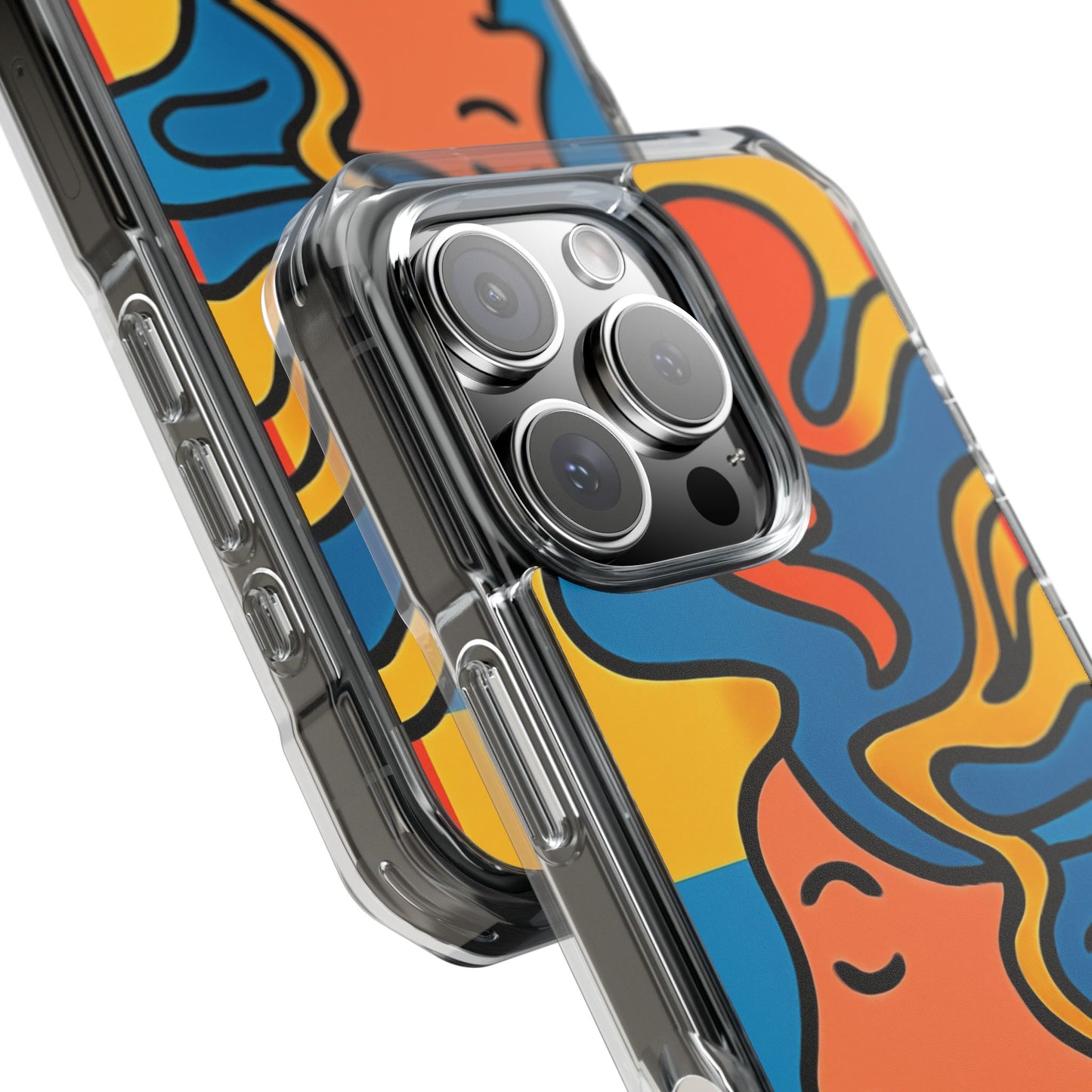 Stylish Magnetic Clear Impact Phone Case with Colorful Profile Art