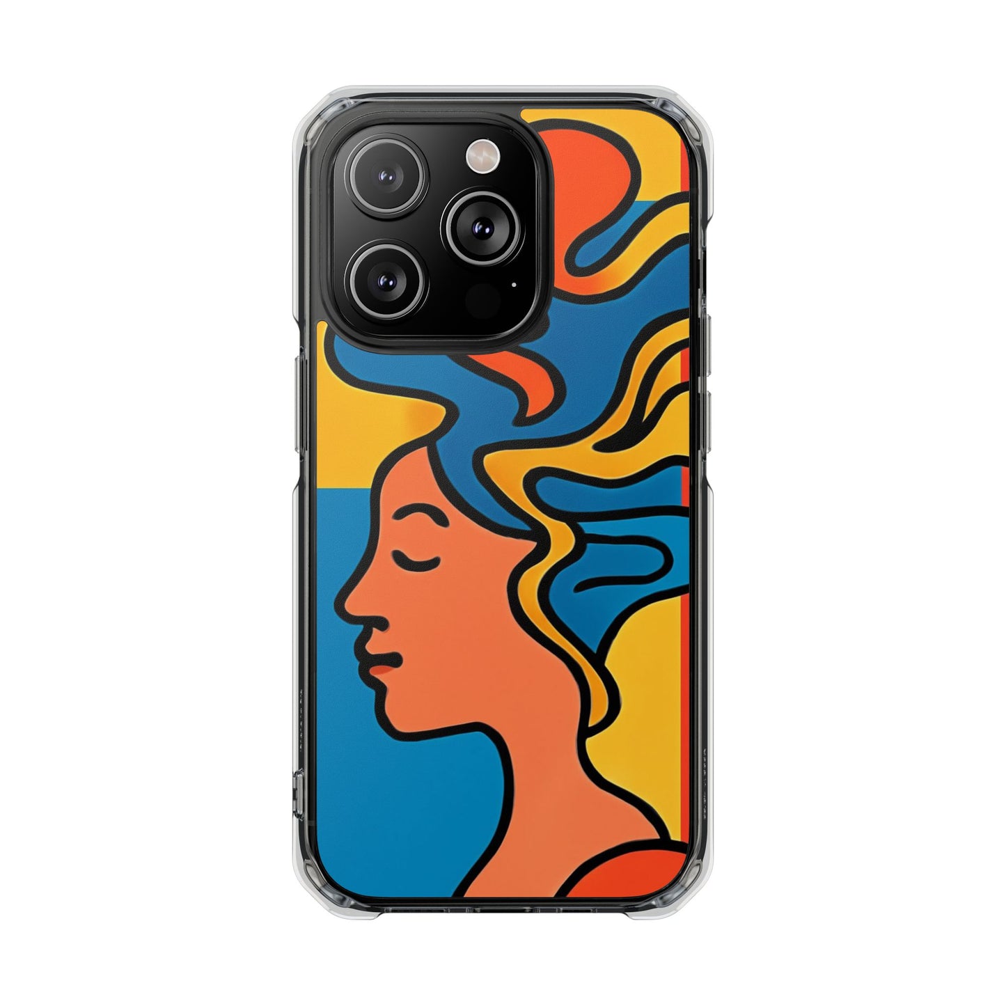 Stylish Magnetic Clear Impact Phone Case with Colorful Profile Art