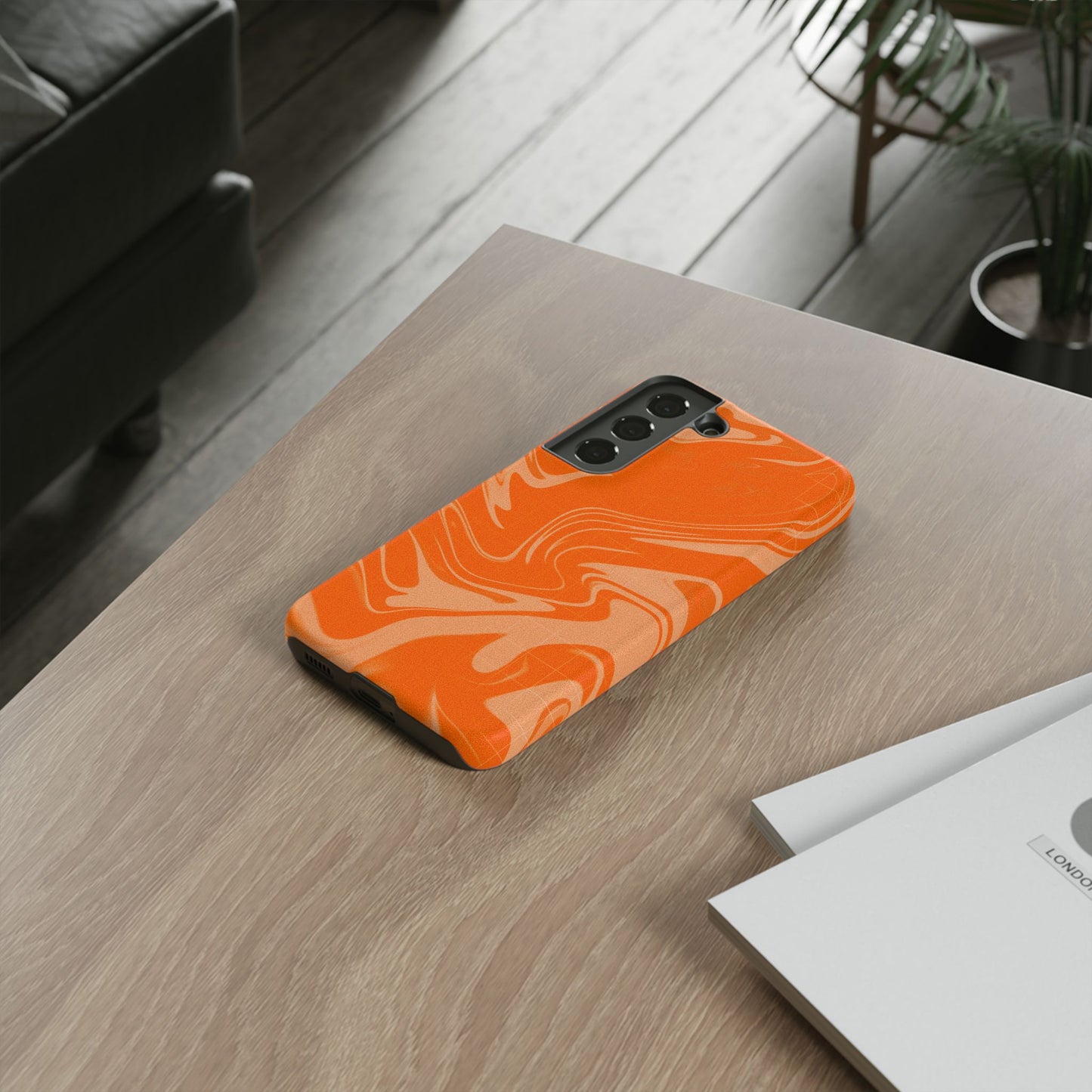 Stylish Orange Marble Phone Case - Tough Cases for Trendy Protection