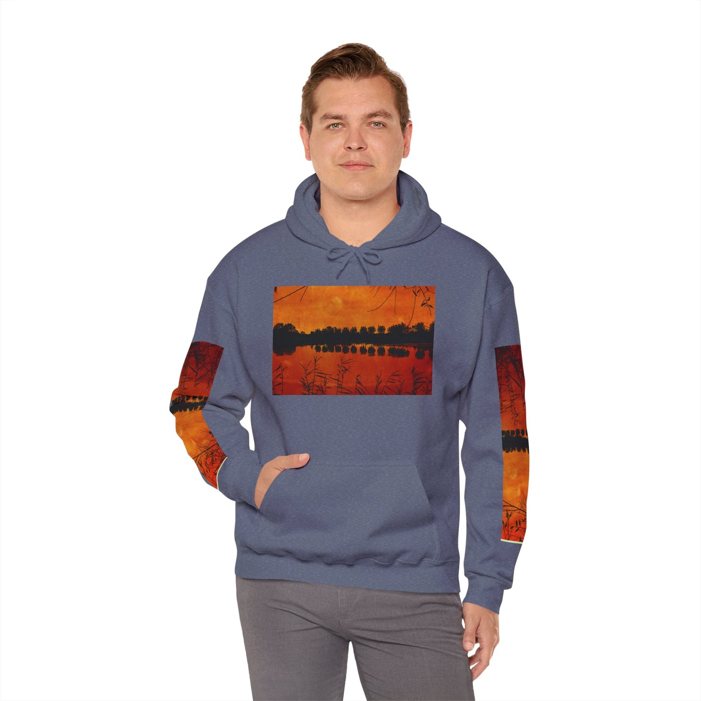 Sunset Reflection Hoodie - Cozy Unisex Heavy Blend™ Sweatshirt with Vibrant Nature Design