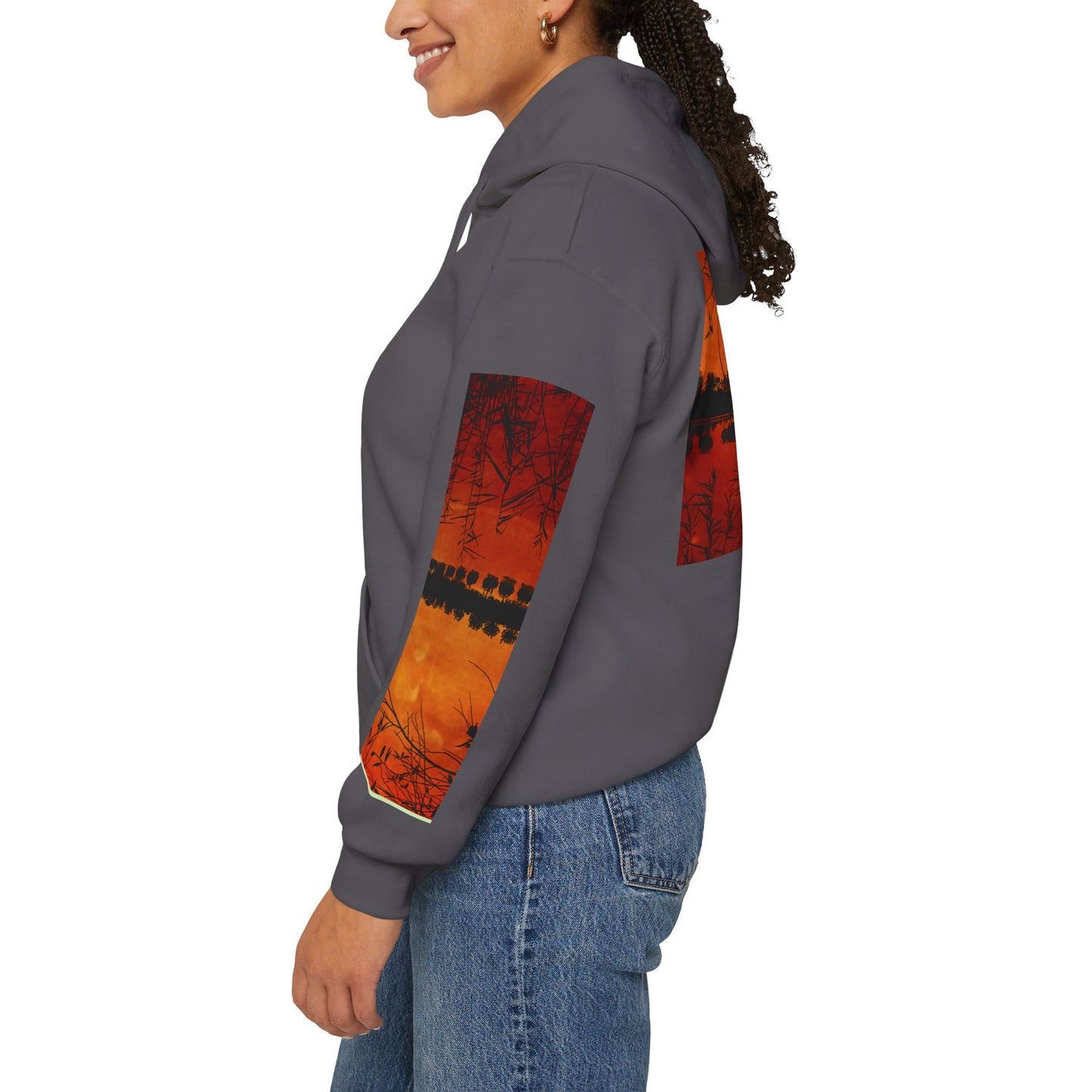 Sunset Reflection Hoodie - Cozy Unisex Heavy Blend™ Sweatshirt with Vibrant Nature Design