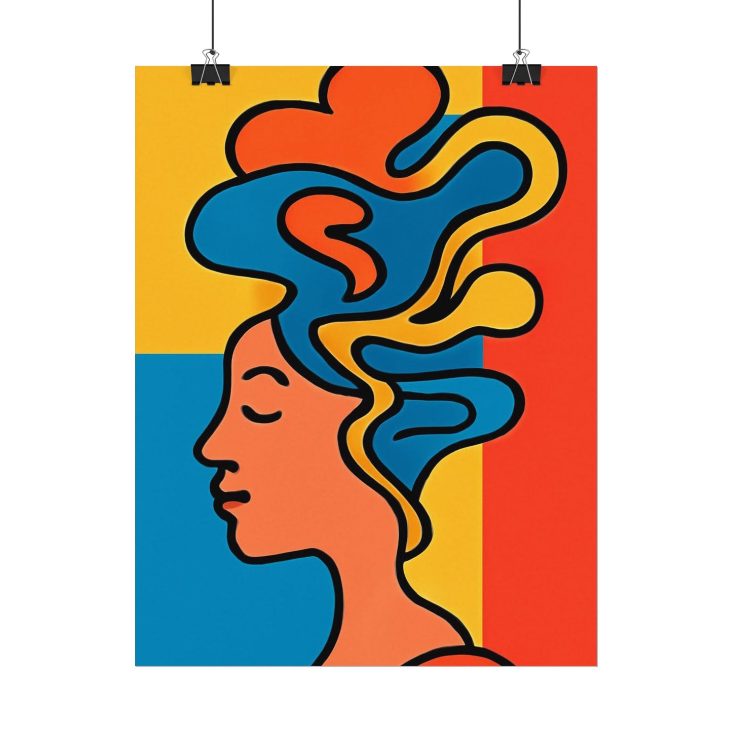 Poster Print - Colorful Abstract Woman with Textured Watercolor Art - GenZ & Millennials