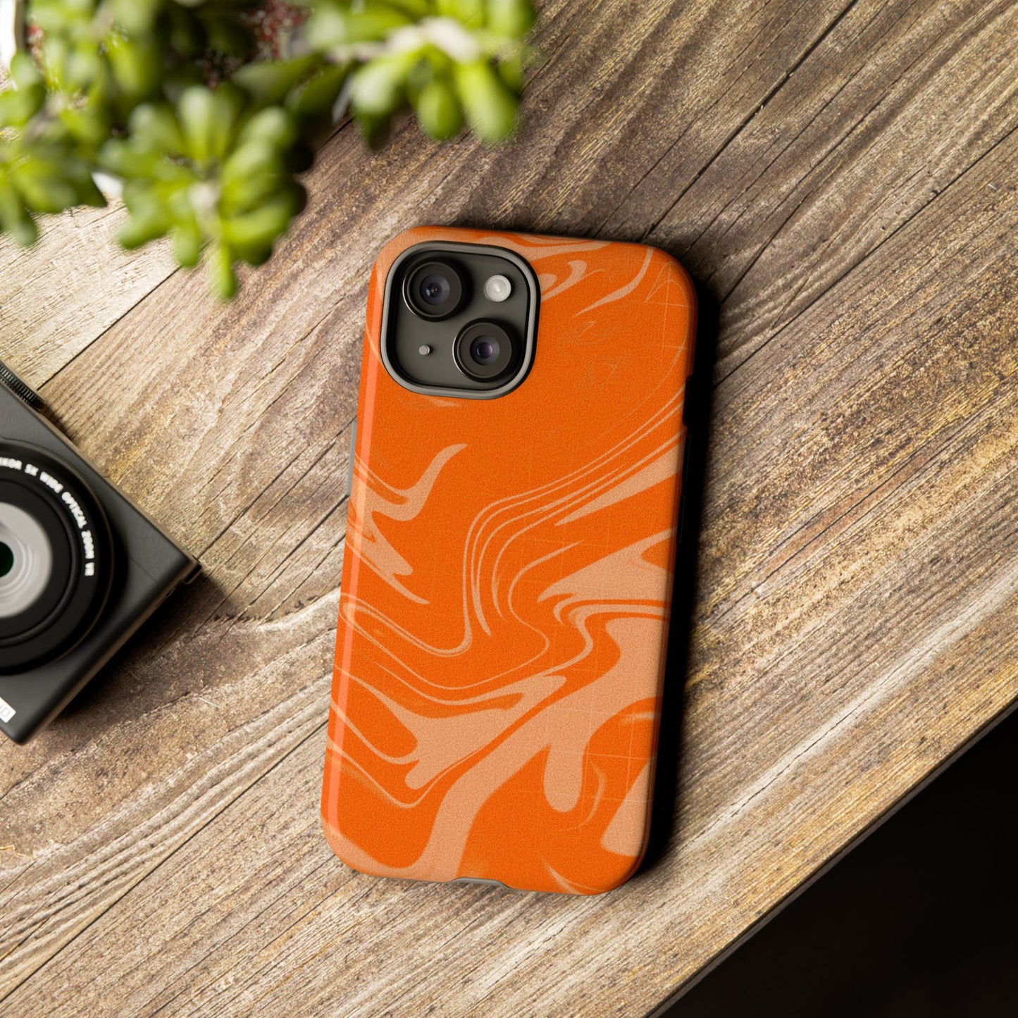 Stylish Orange Marble Phone Case - Tough Cases for Trendy Protection