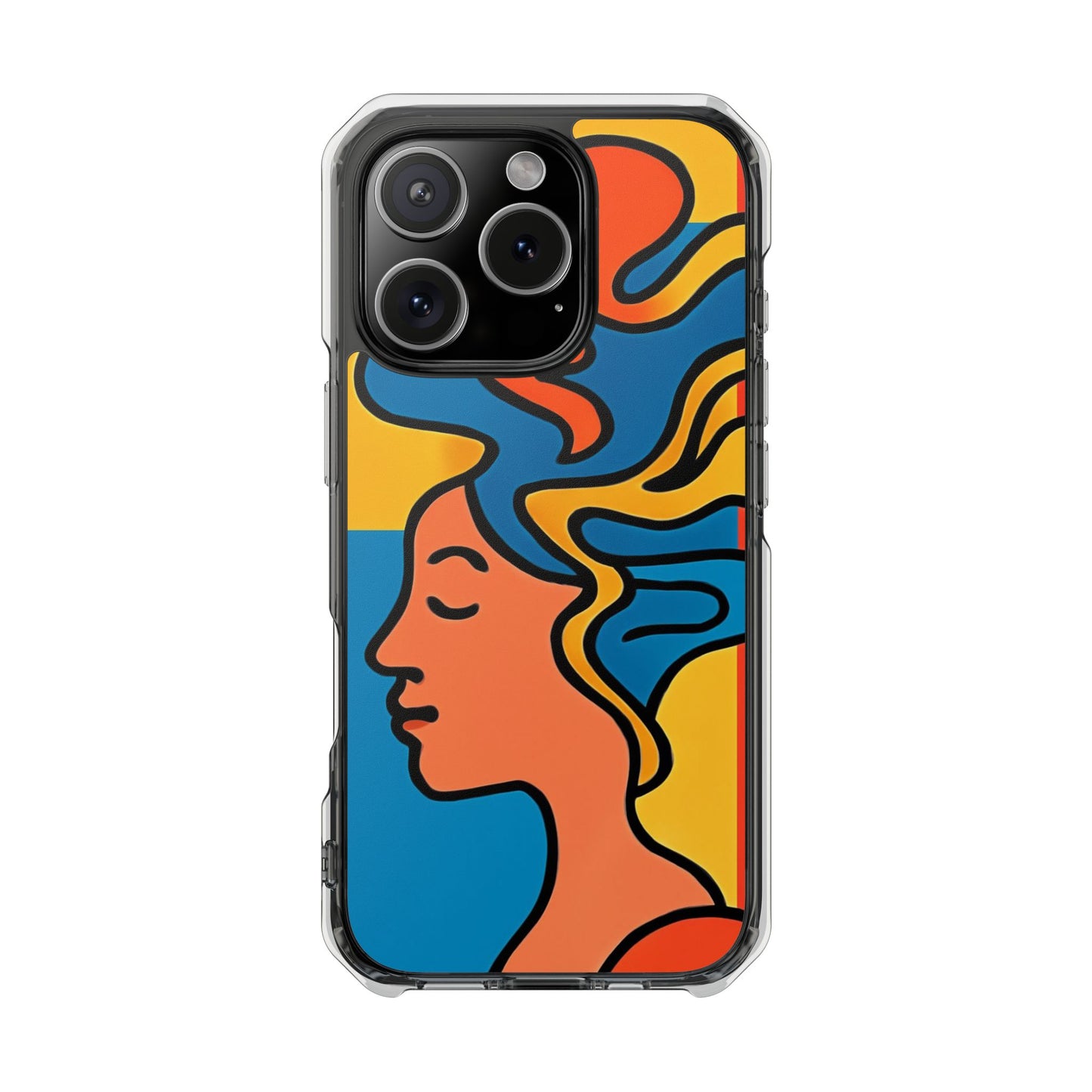 Stylish Magnetic Clear Impact Phone Case with Colorful Profile Art