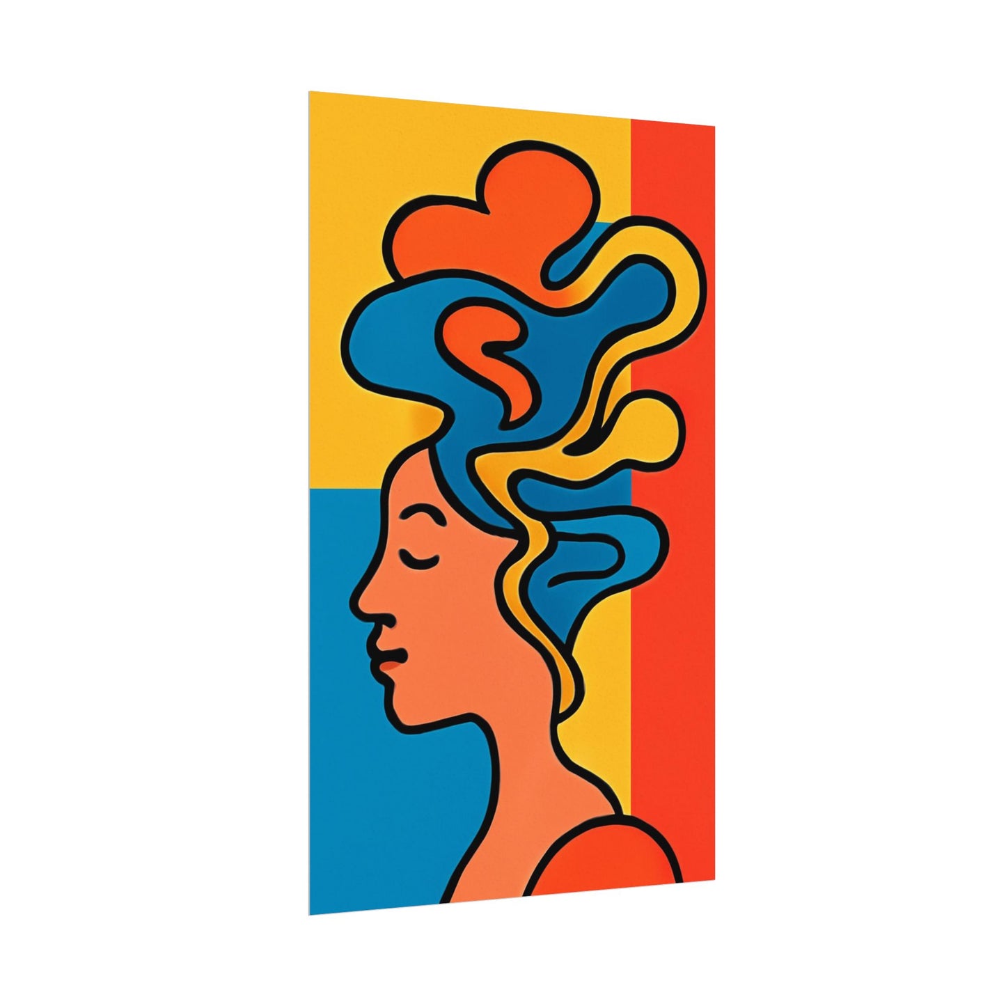 Poster Print - Colorful Abstract Woman with Textured Watercolor Art - GenZ & Millennials