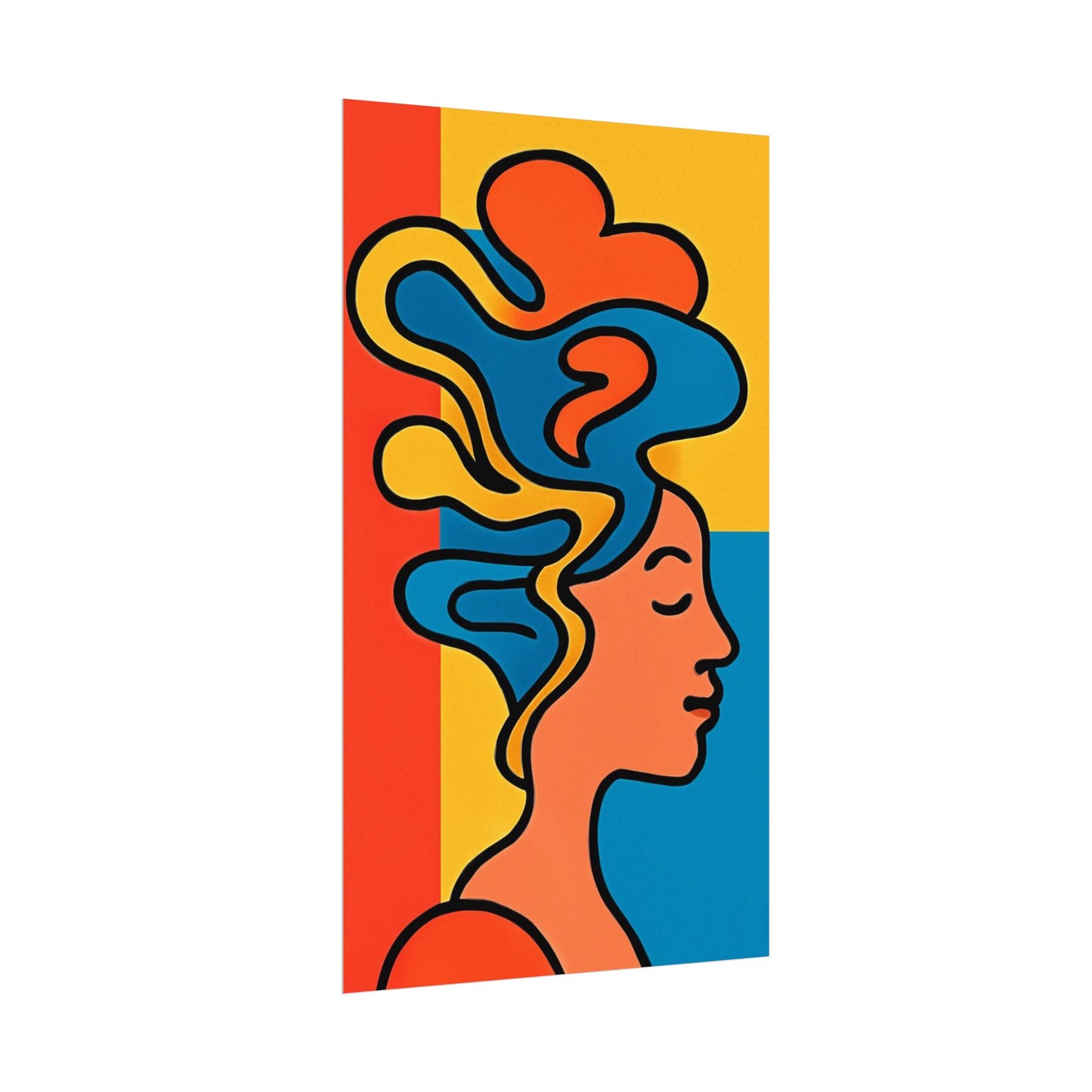 Poster Print - Colorful Abstract Woman with Textured Watercolor Art - GenZ & Millennials
