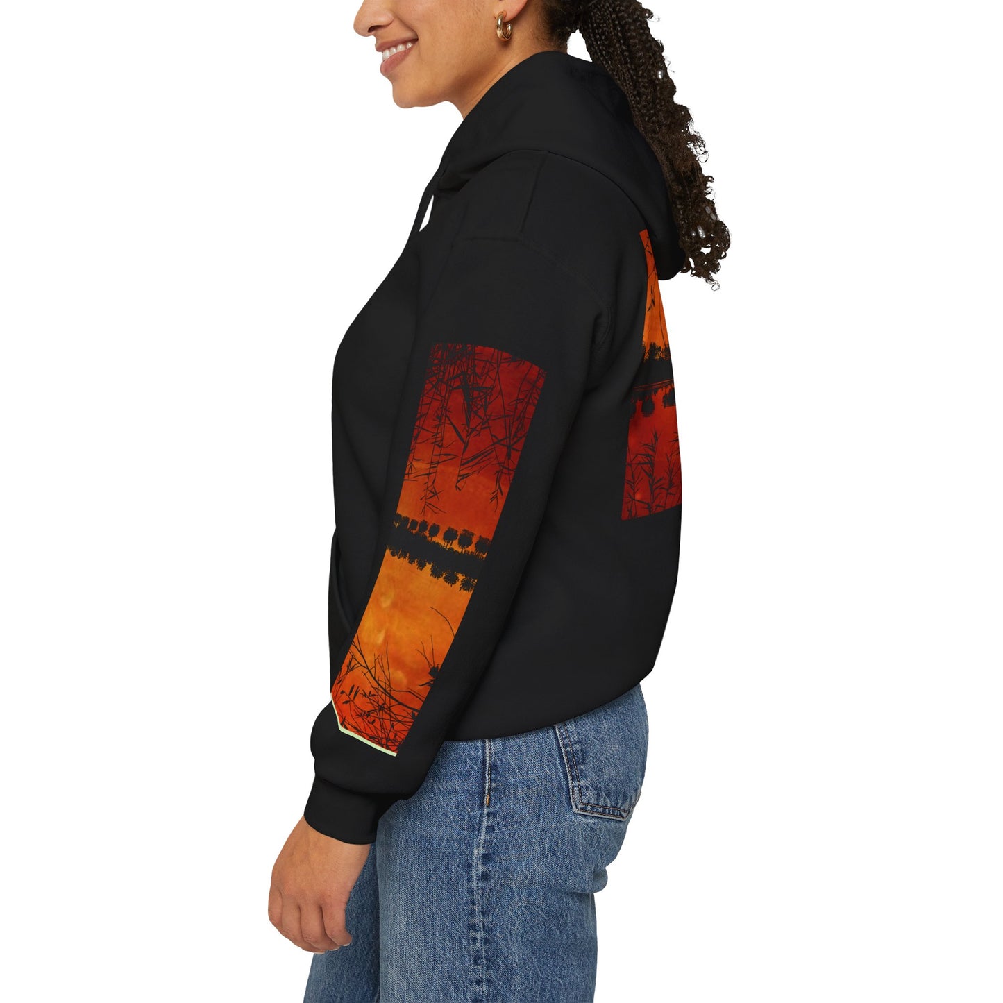 Sunset Reflection Hoodie - Cozy Unisex Heavy Blend™ Sweatshirt with Vibrant Nature Design