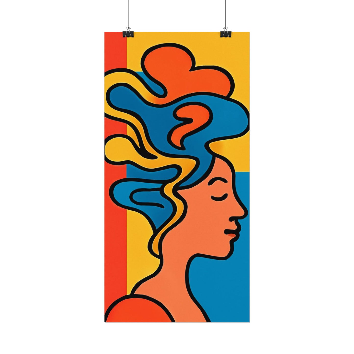 Poster Print - Colorful Abstract Woman with Textured Watercolor Art - GenZ & Millennials