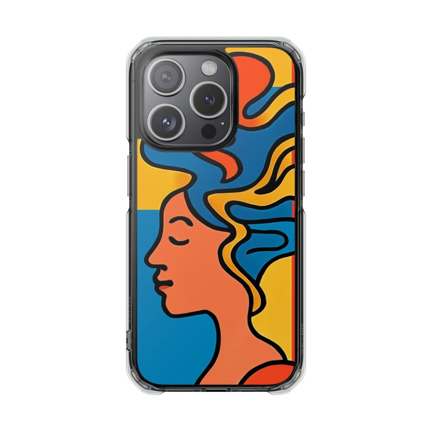 Stylish Magnetic Clear Impact Phone Case with Colorful Profile Art