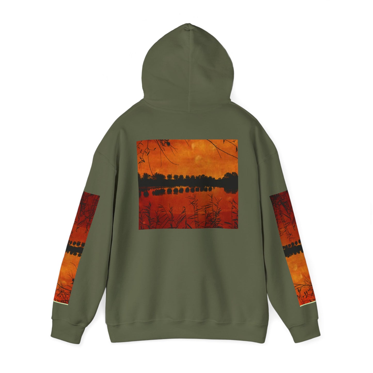 Sunset Reflection Hoodie - Cozy Unisex Heavy Blend™ Sweatshirt with Vibrant Nature Design