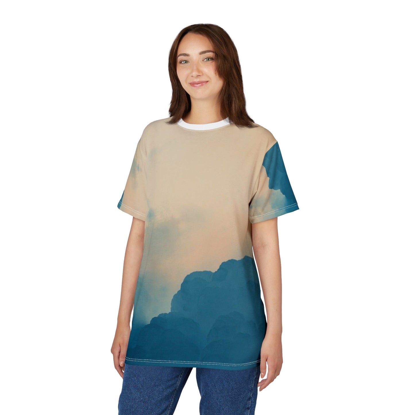 Sky-Inspired Unisex Cut & Sew Tee – Cloudy Aesthetic T-Shirt for Nature Lovers