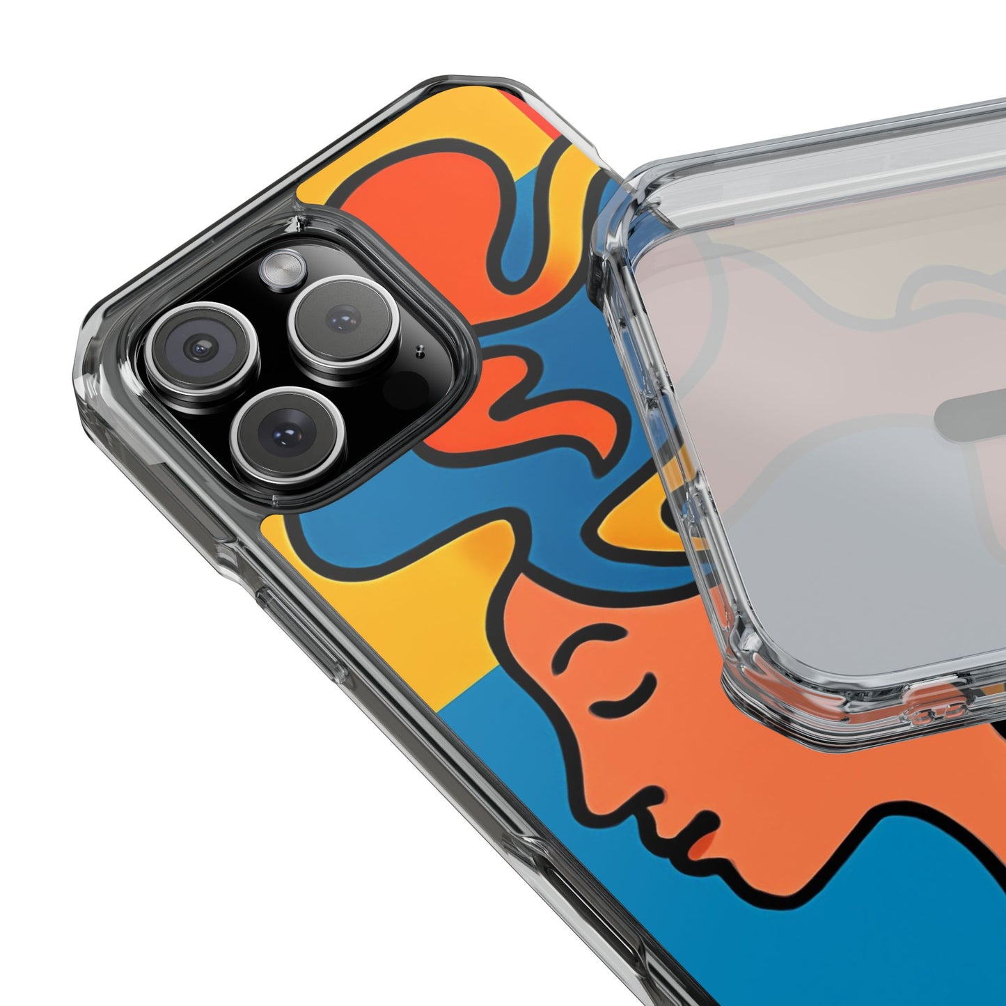Stylish Magnetic Clear Impact Phone Case with Colorful Profile Art